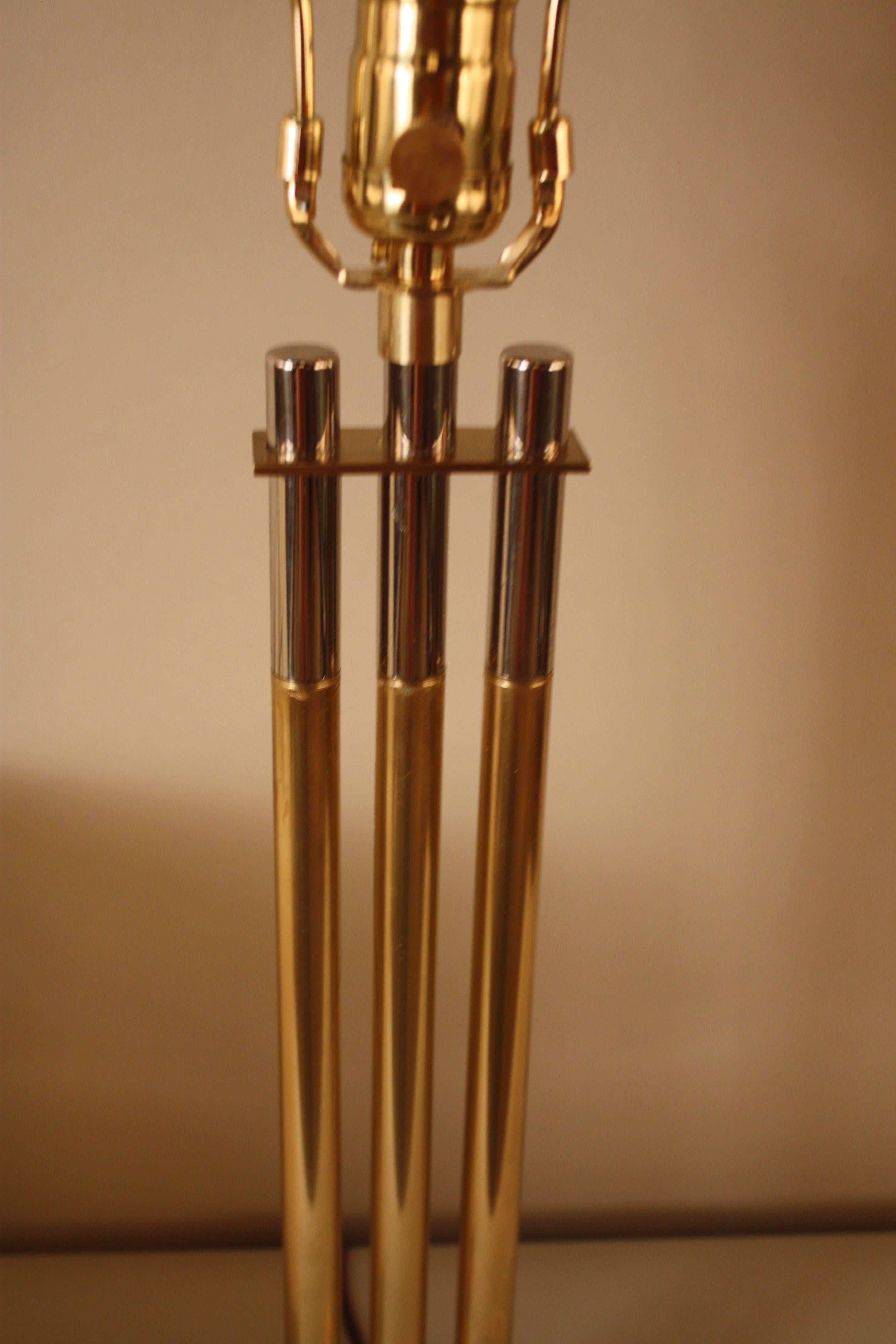 Late 20th Century 1970s Modern Nickel and Bronze Table Lamp