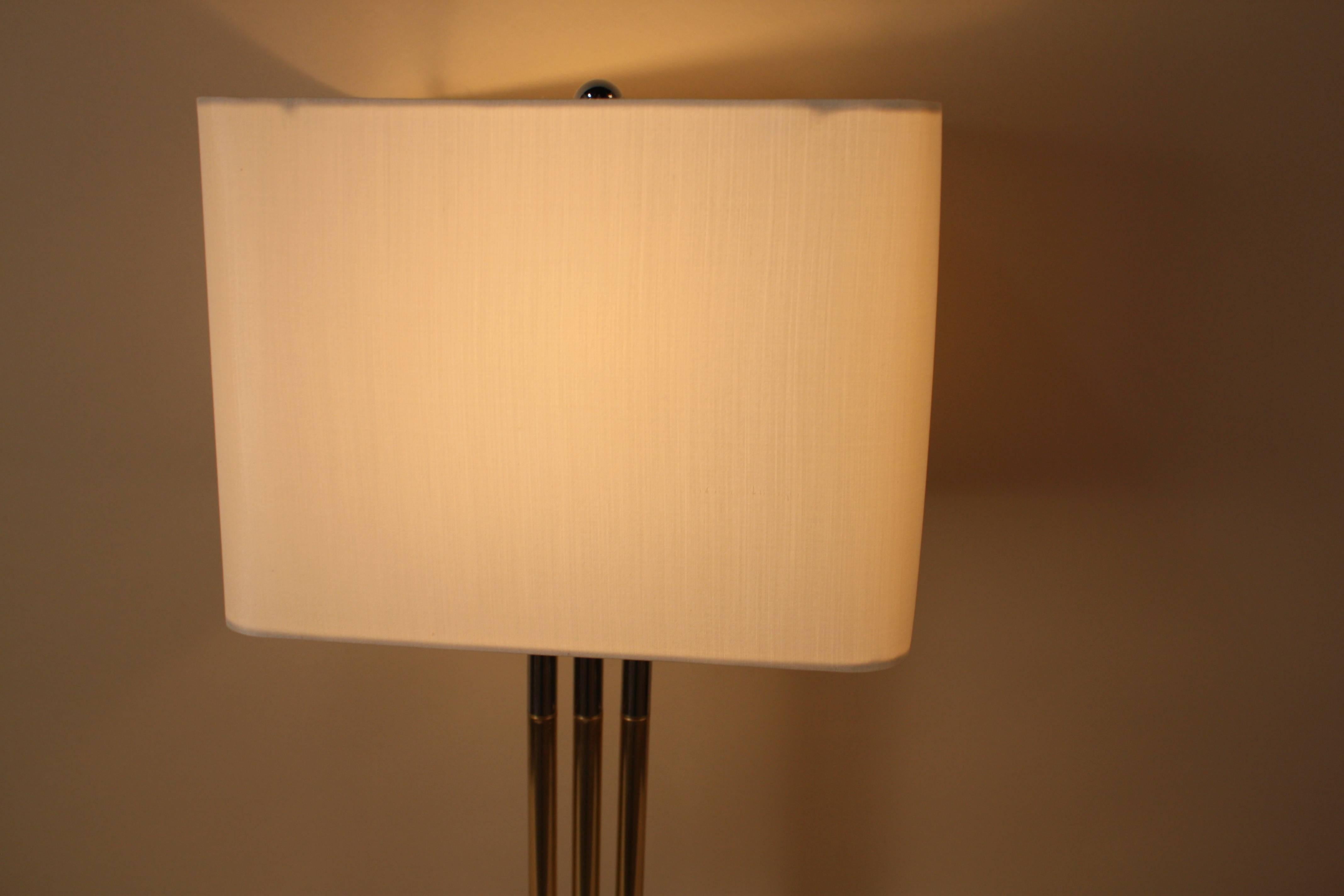 Polished 1970s Modern Nickel and Bronze Table Lamp