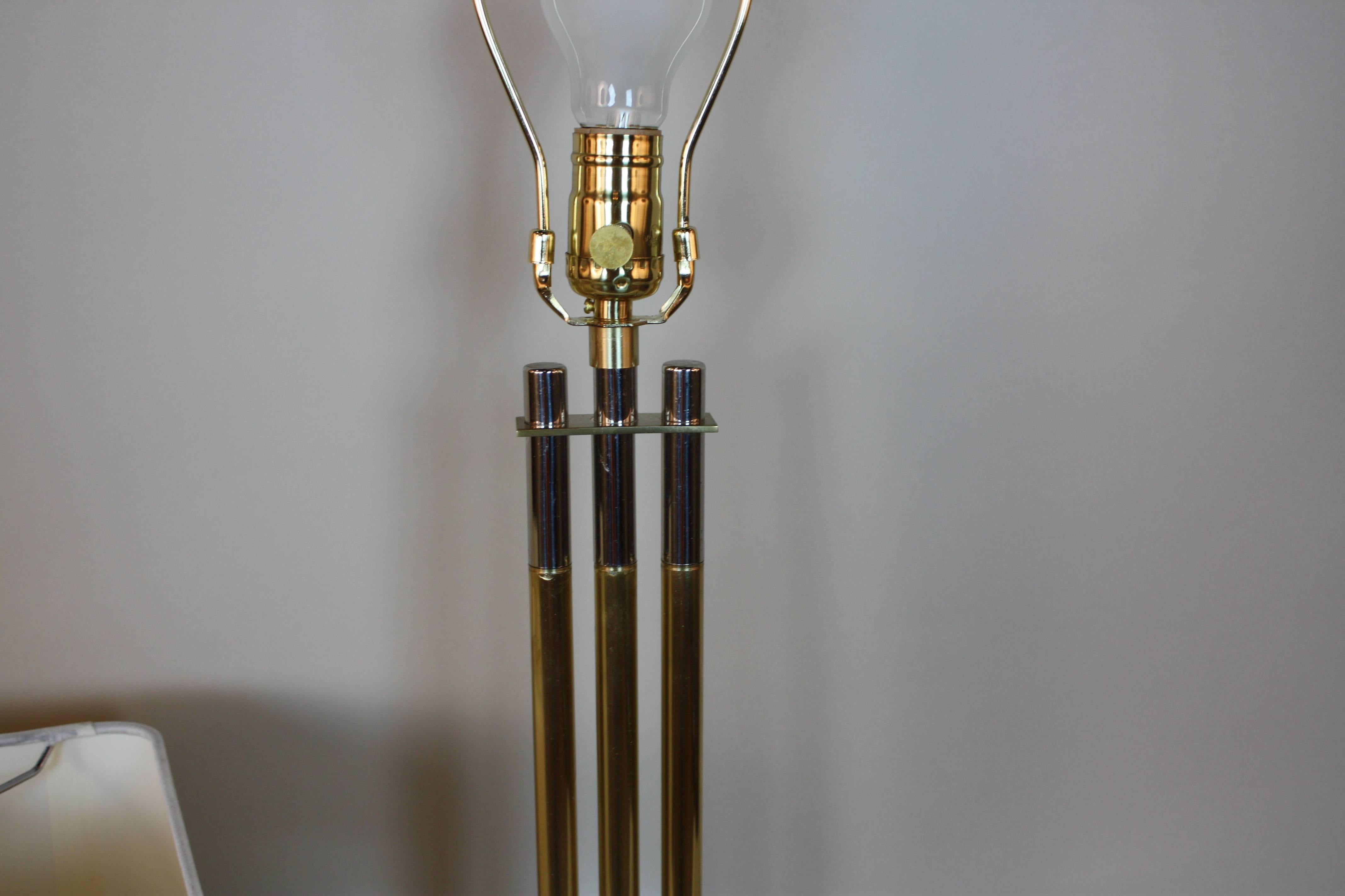 1970s Modern Nickel and Bronze Table Lamp 3