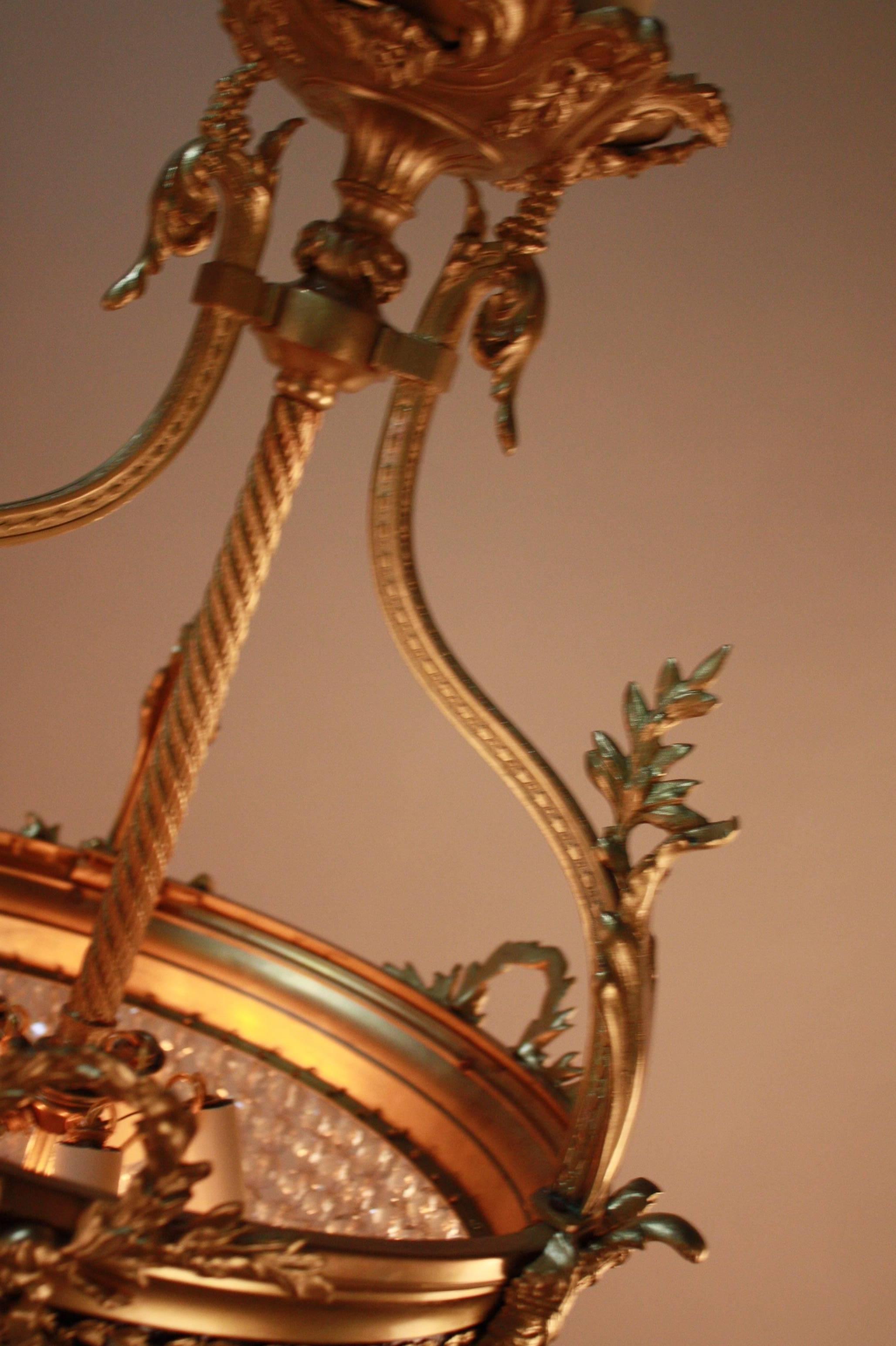 1920's French Beaded Crystal Basket Chandelier 5