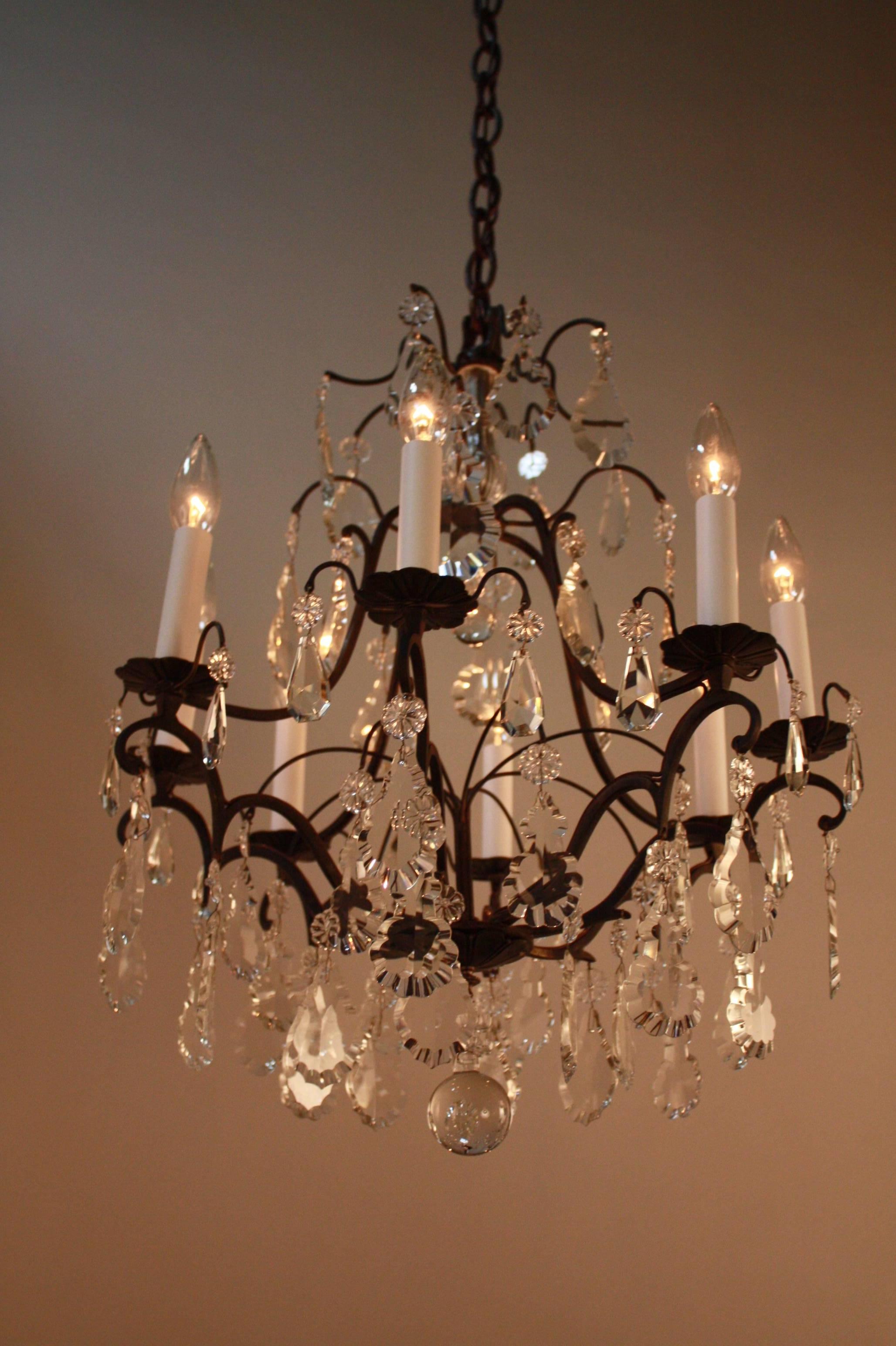 French Bronze and Crystal Chandelier 2