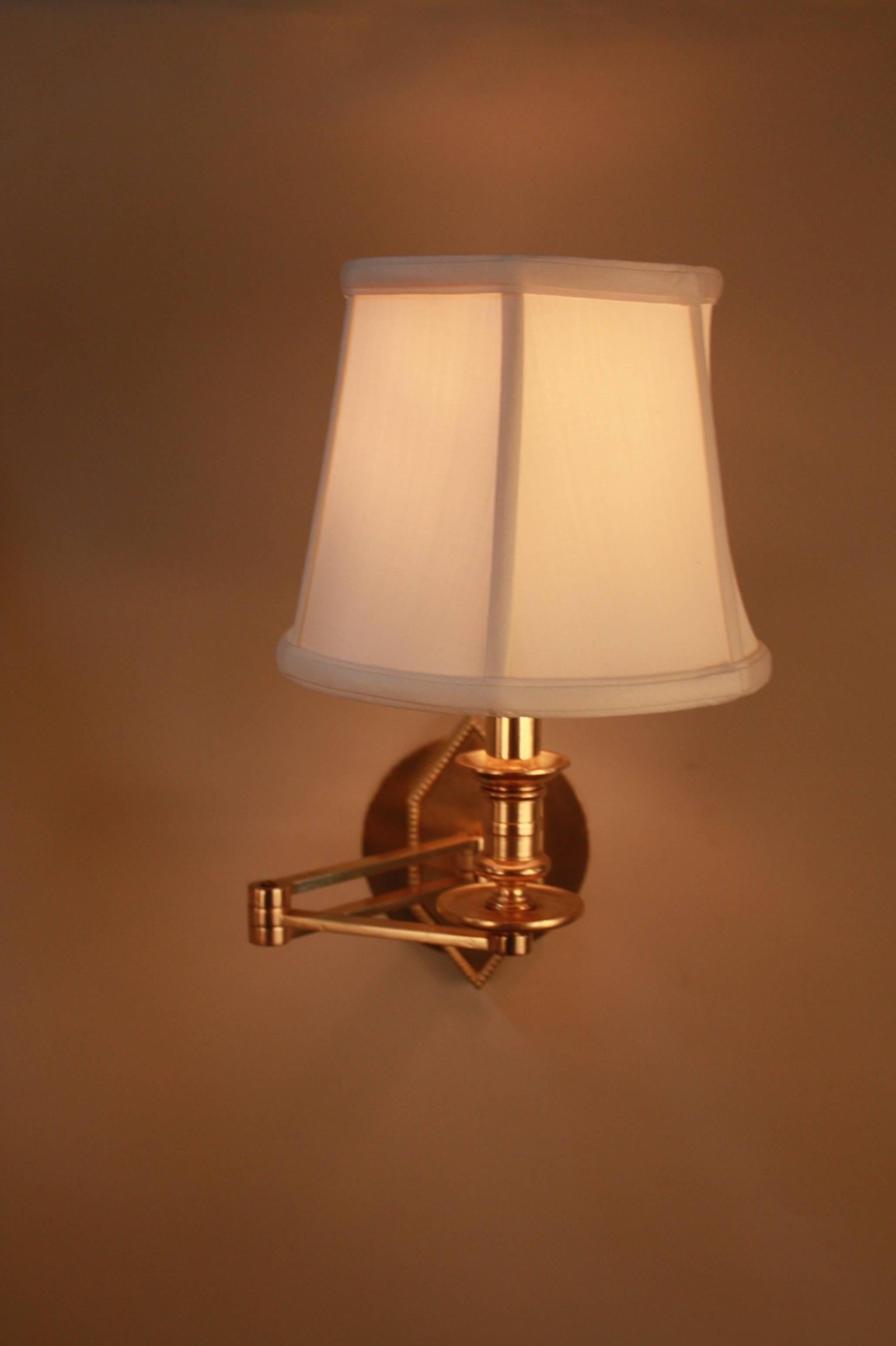 Modern Pair of French Bronze Swing Arm Wall Sconces