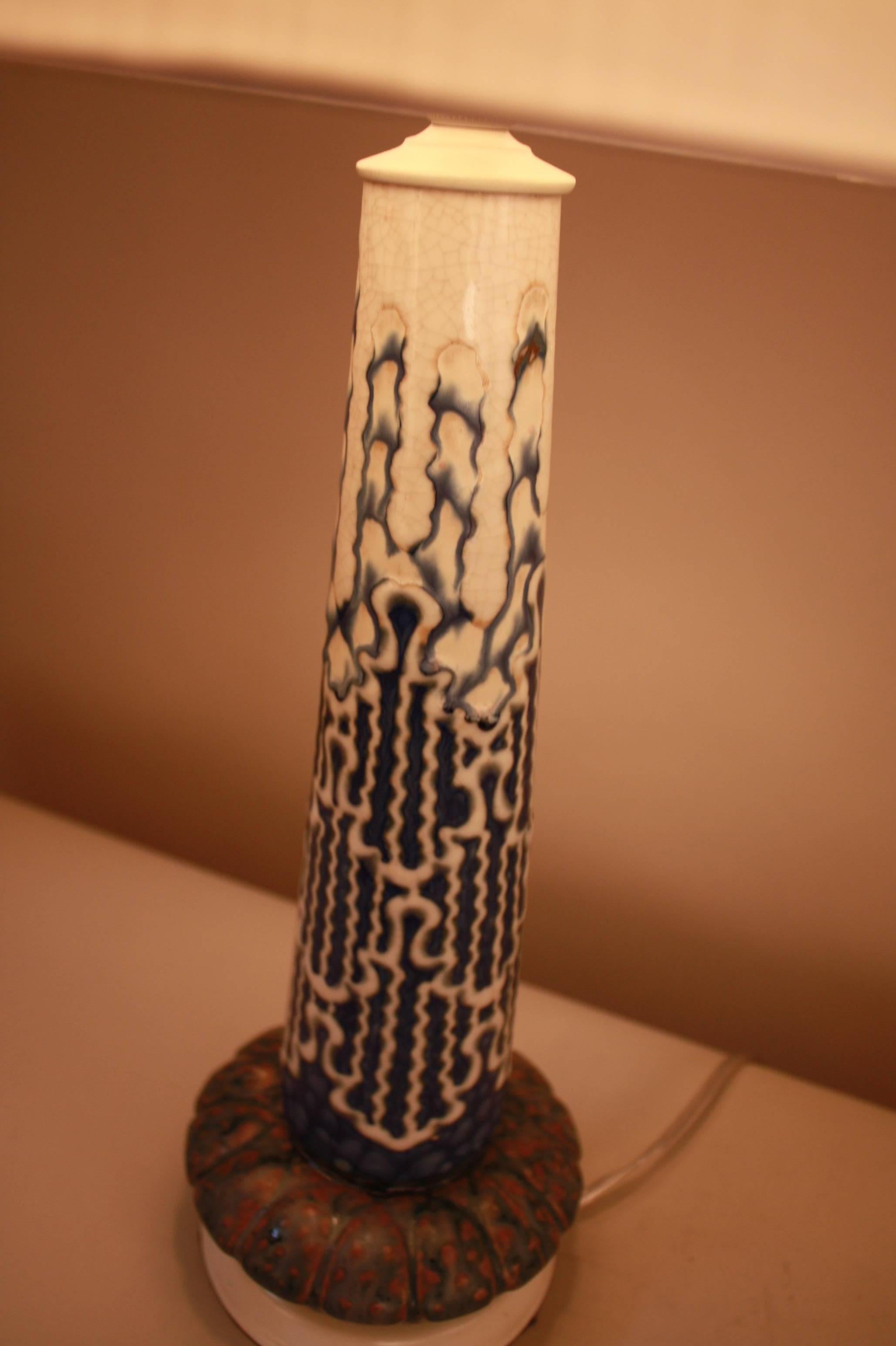 1920s Belgium Pottery Table Lamp In Good Condition In Fairfax, VA