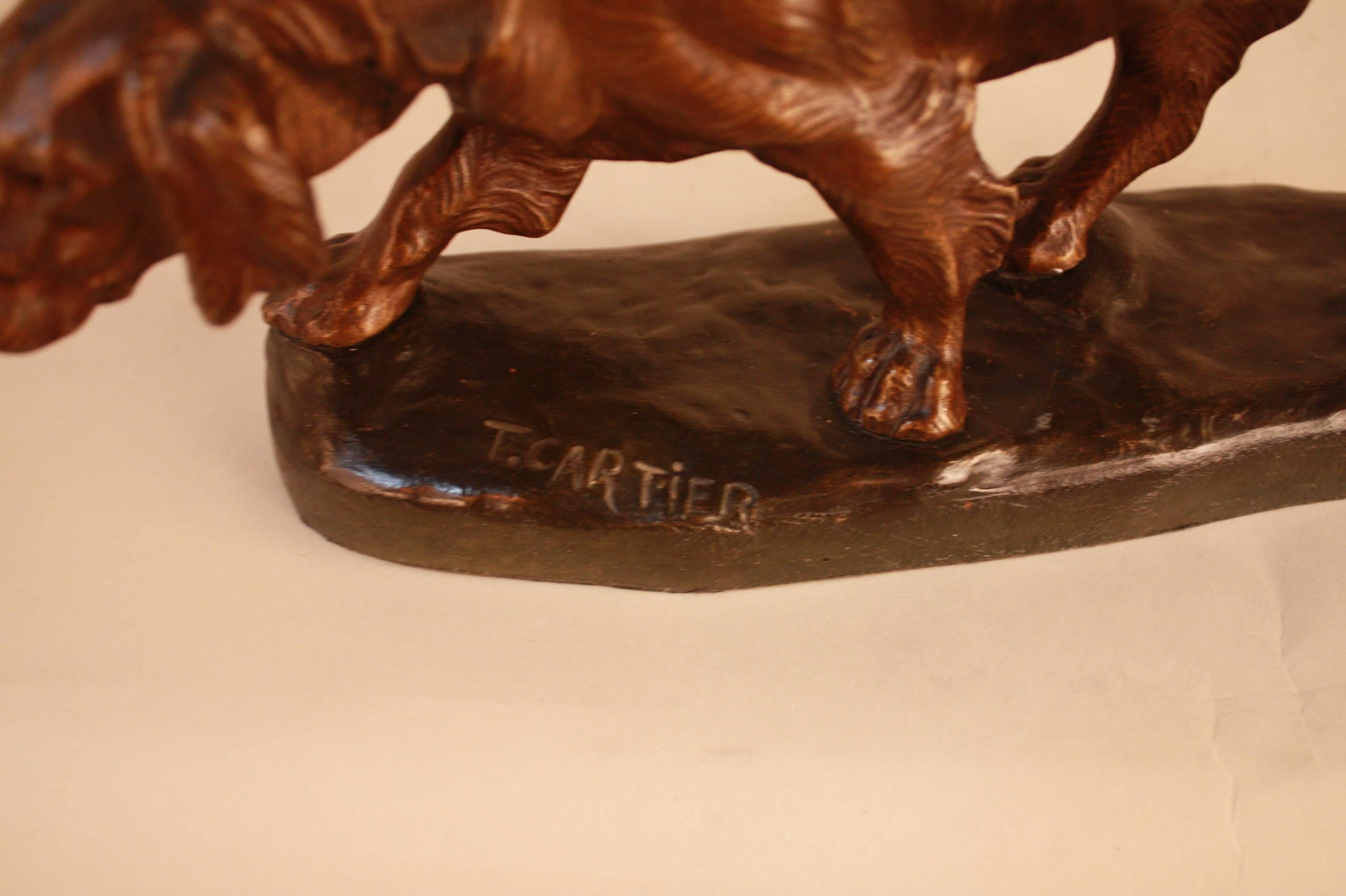 French Bronze of Hunting Dog by T. Cartier In Good Condition In Fairfax, VA