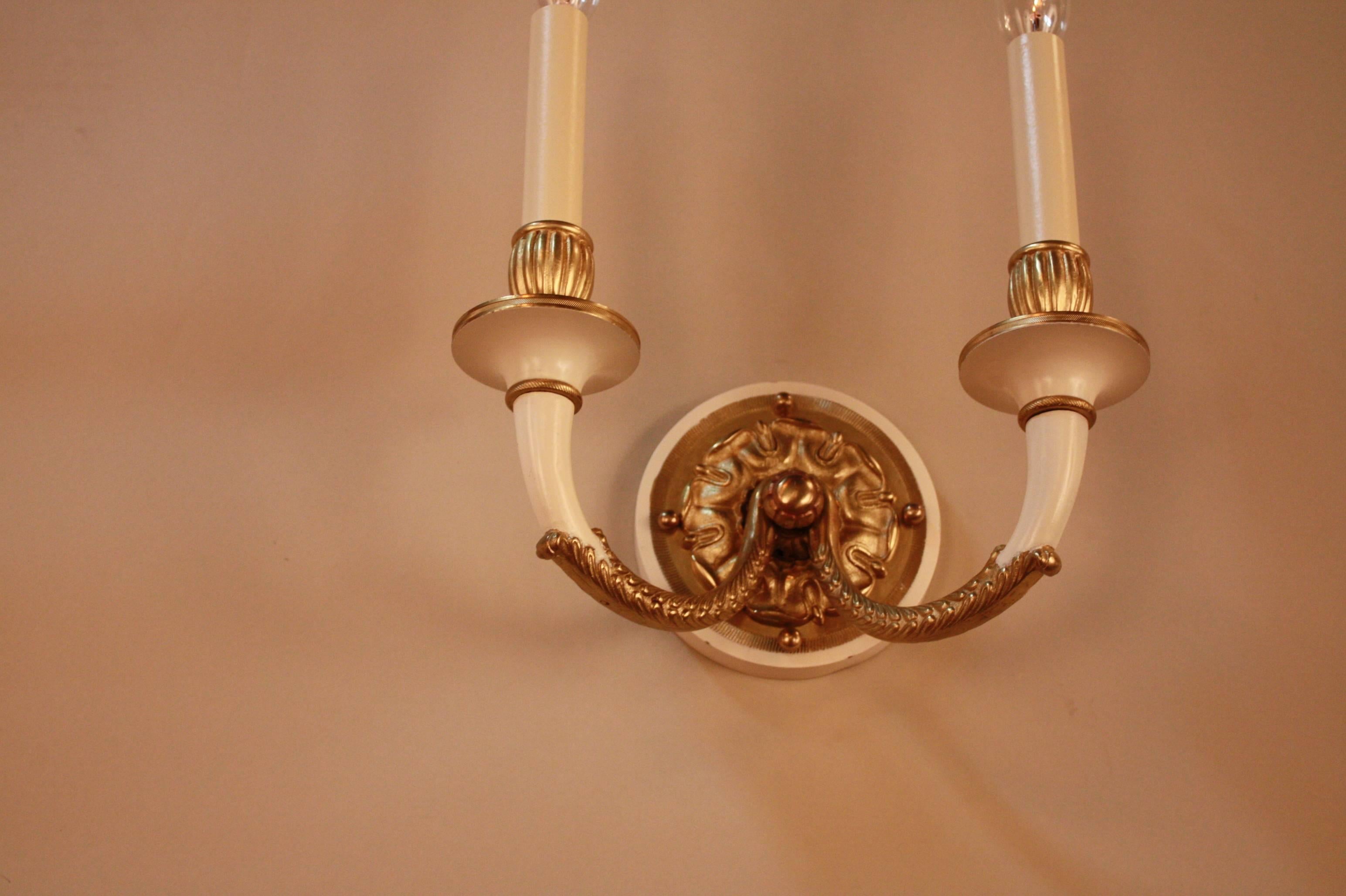 Mid-20th Century Pair of French Empire Style Bronze Wall Sconces