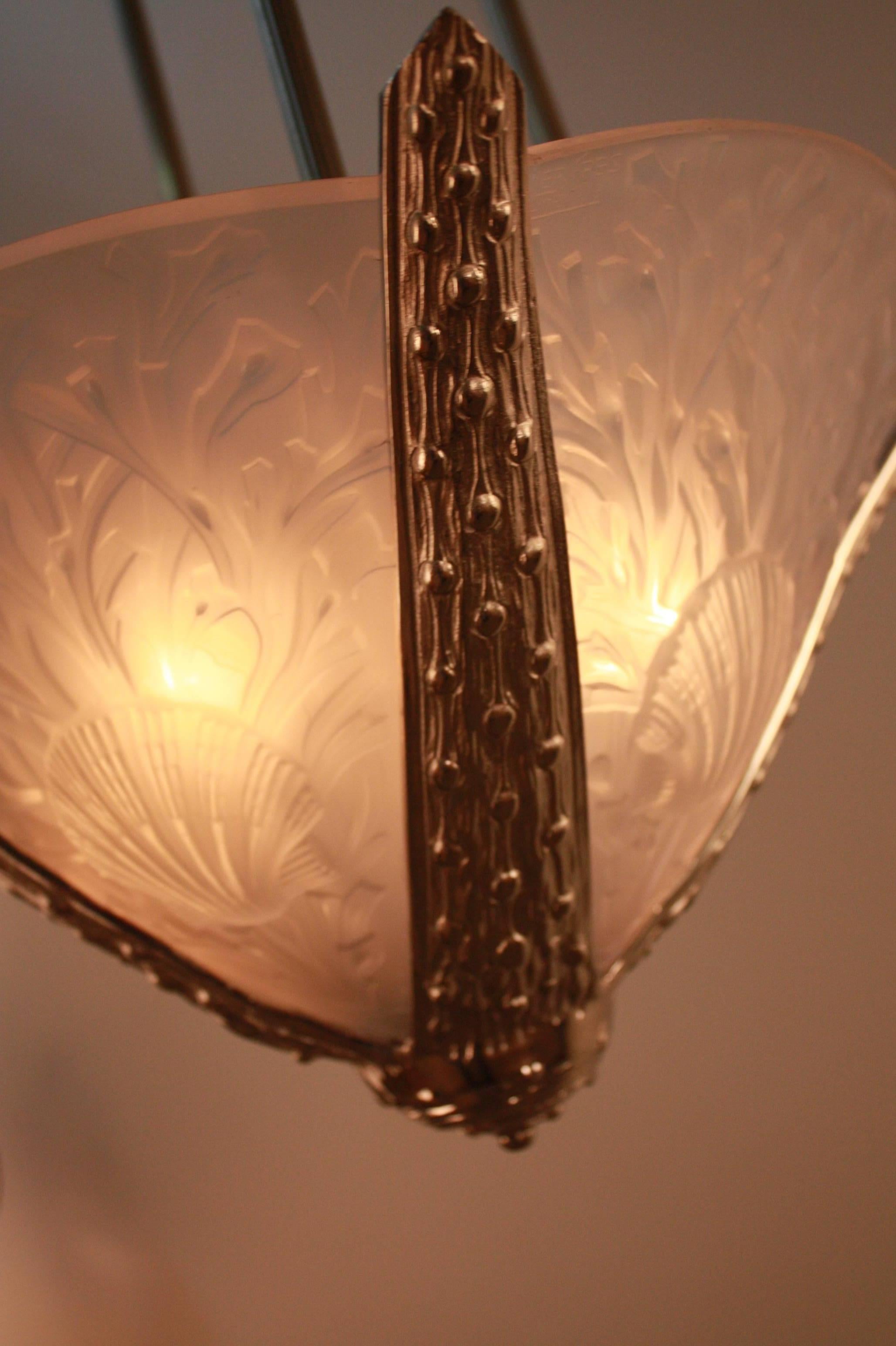 Plated Exquisite Art Deco Chandelier by Muller