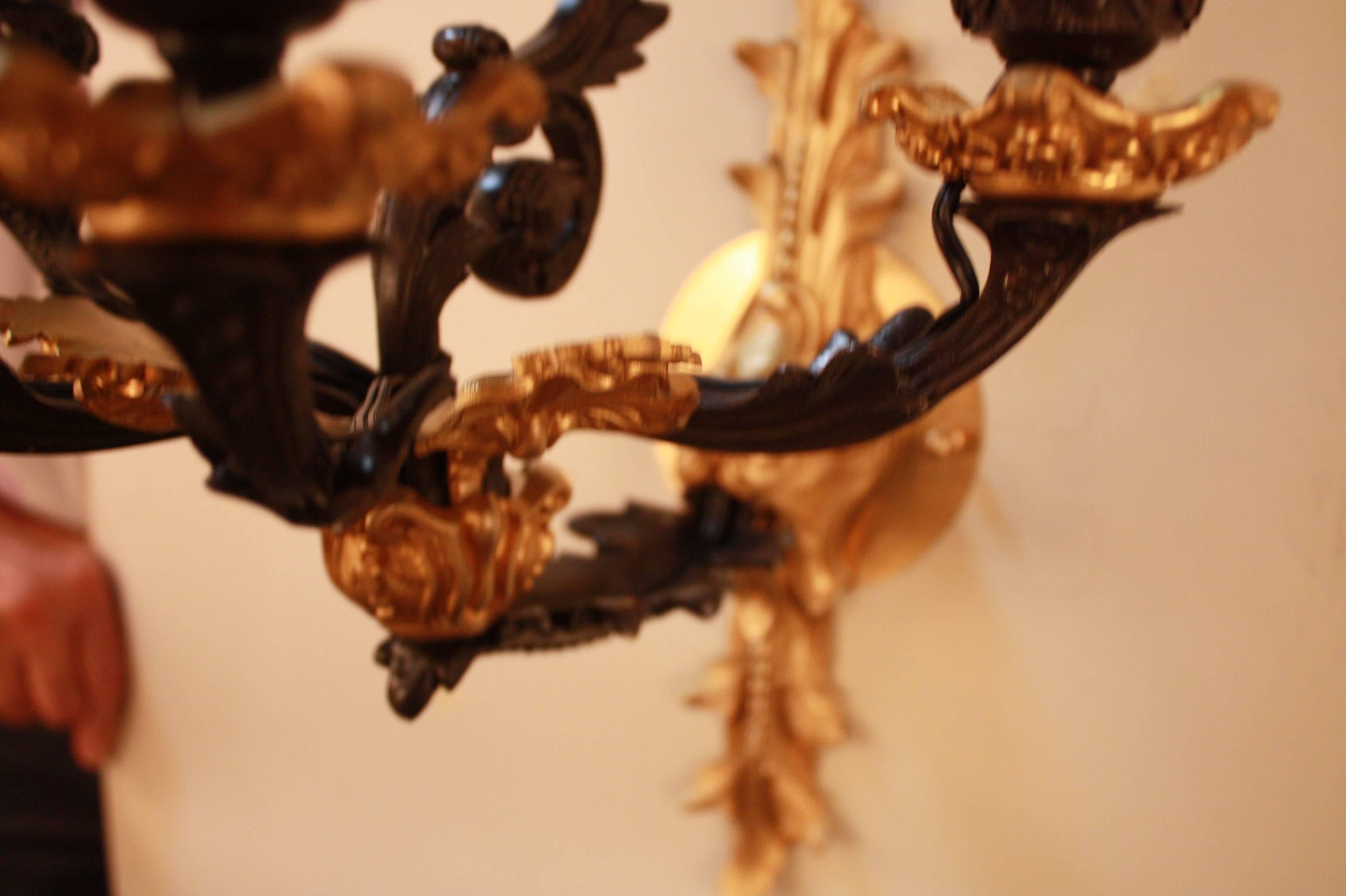 Pair of 19th Century French Empire Style Bronze Wall Sconces In Good Condition In Fairfax, VA