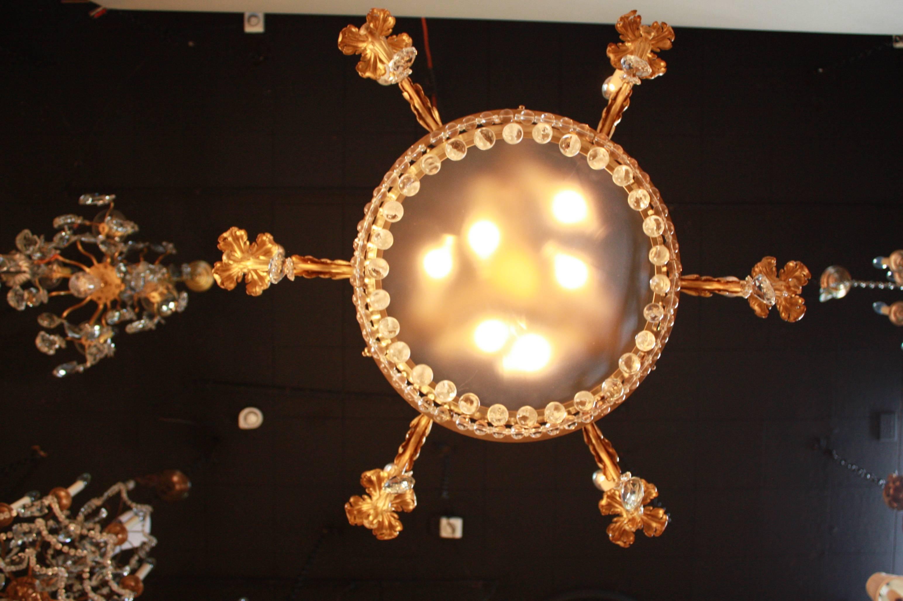 French Mid-Century Crystal Chandelier In Good Condition In Fairfax, VA