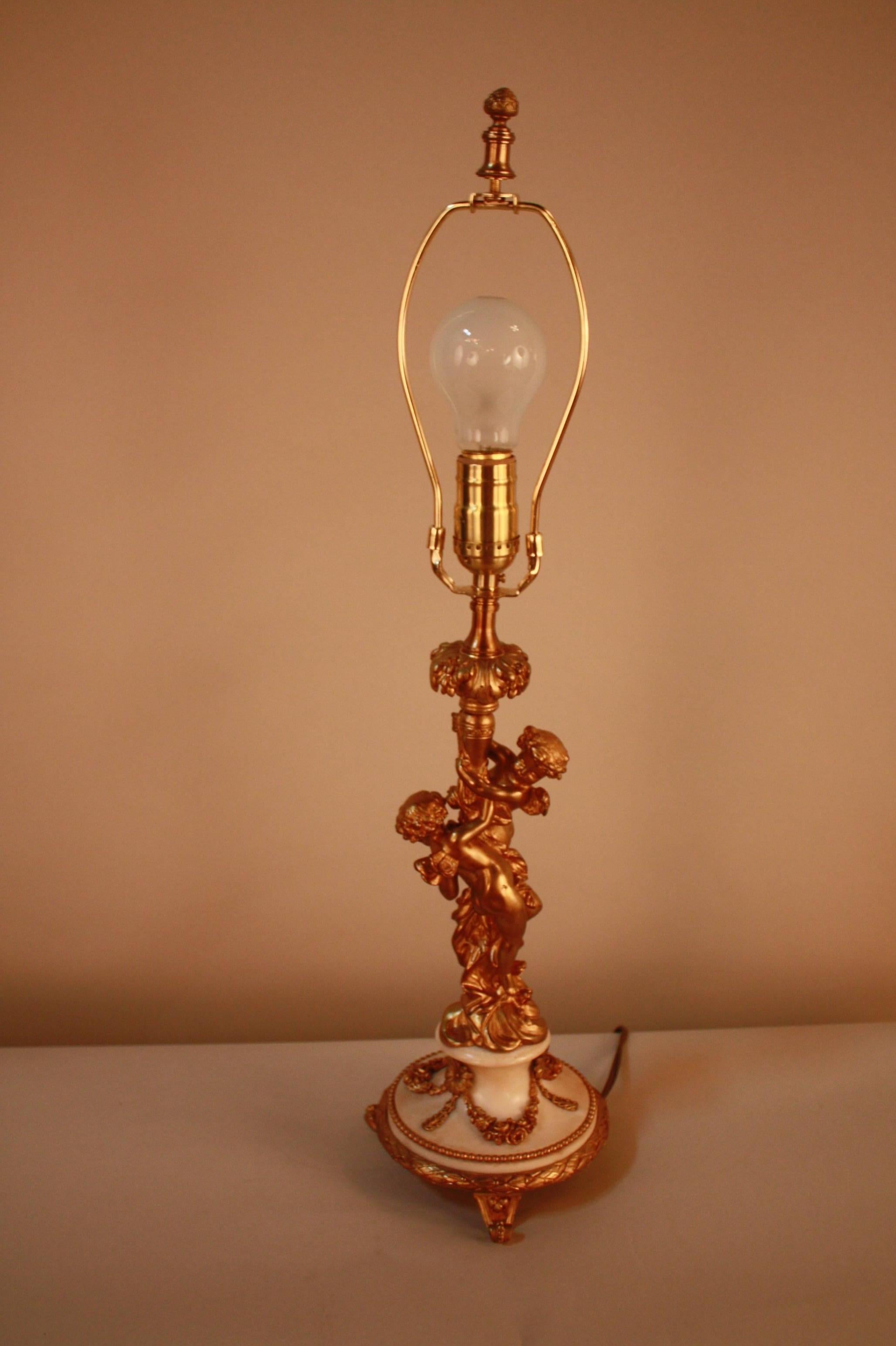 French Gilt Bronze Table Lamp In Good Condition In Fairfax, VA