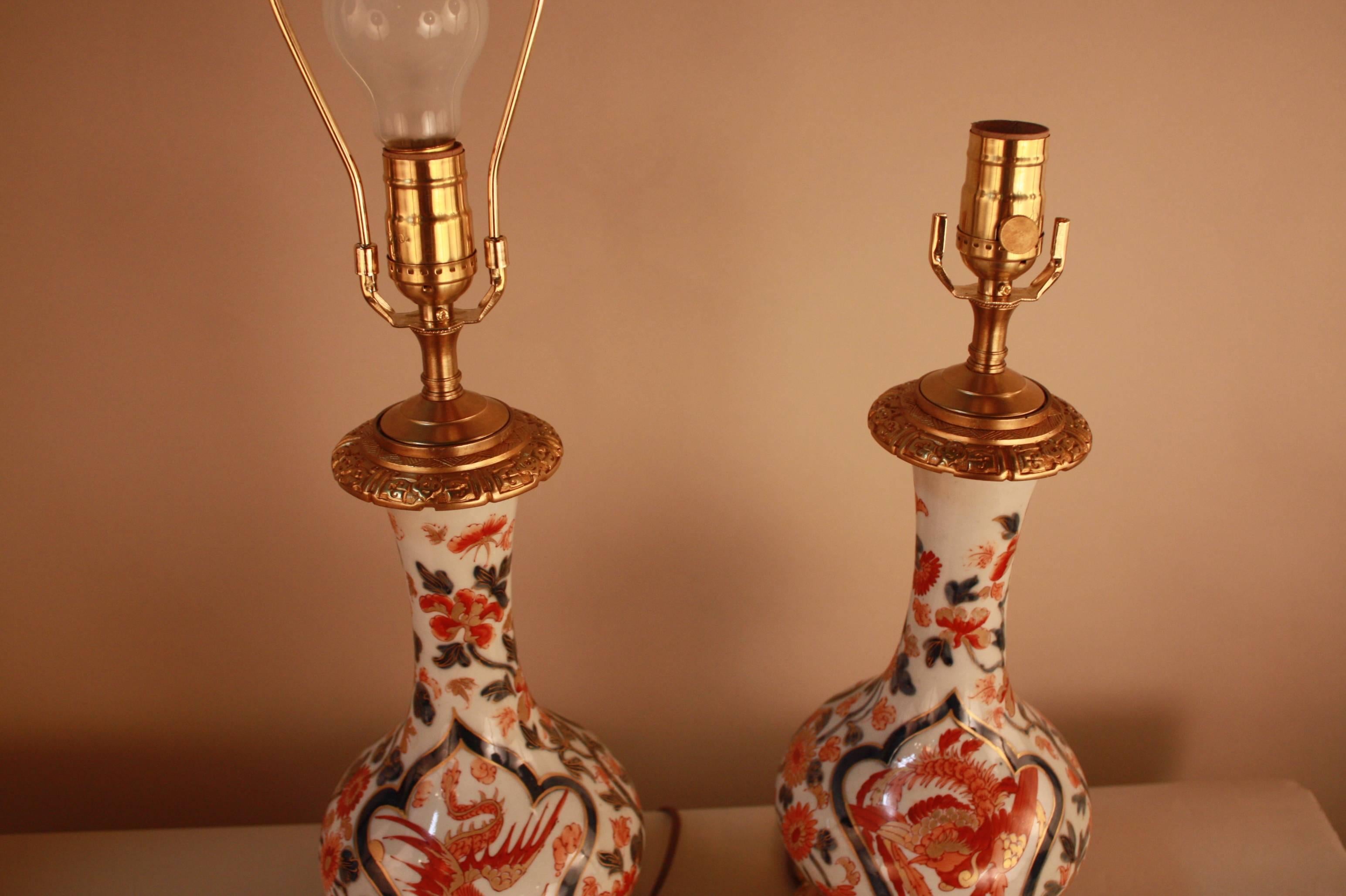 Pair of 19th Century Electrified Porcelain Oil Lamps 4