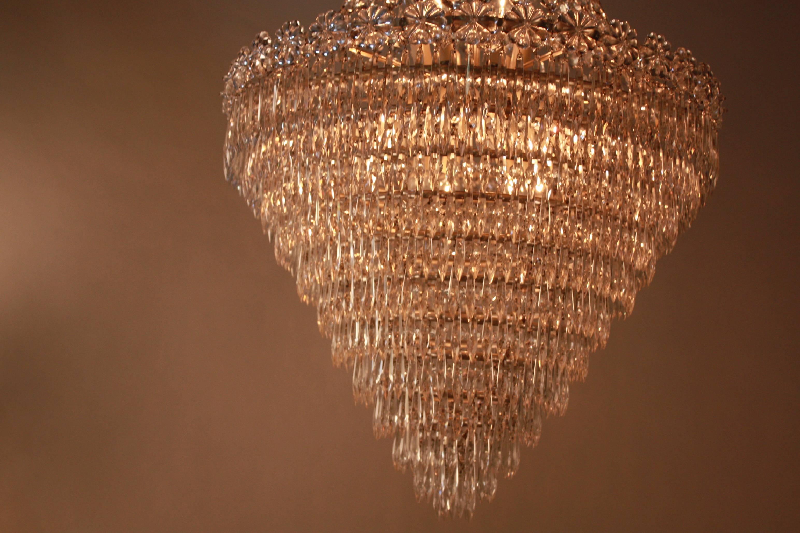 Mid-20th Century Spanish Empire Style Crystal Chandelier