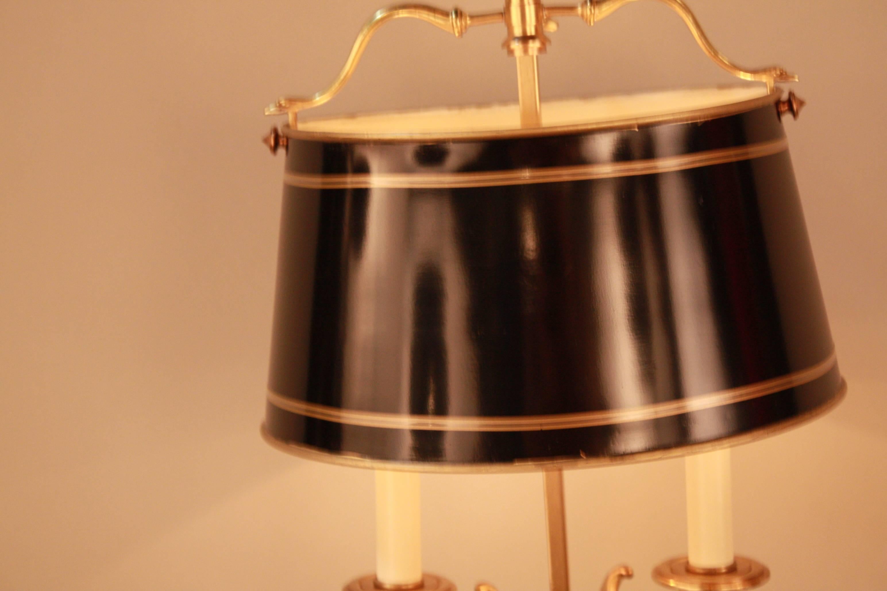 Lacquered  French Empire Style Bronze Bouillotte Lamp