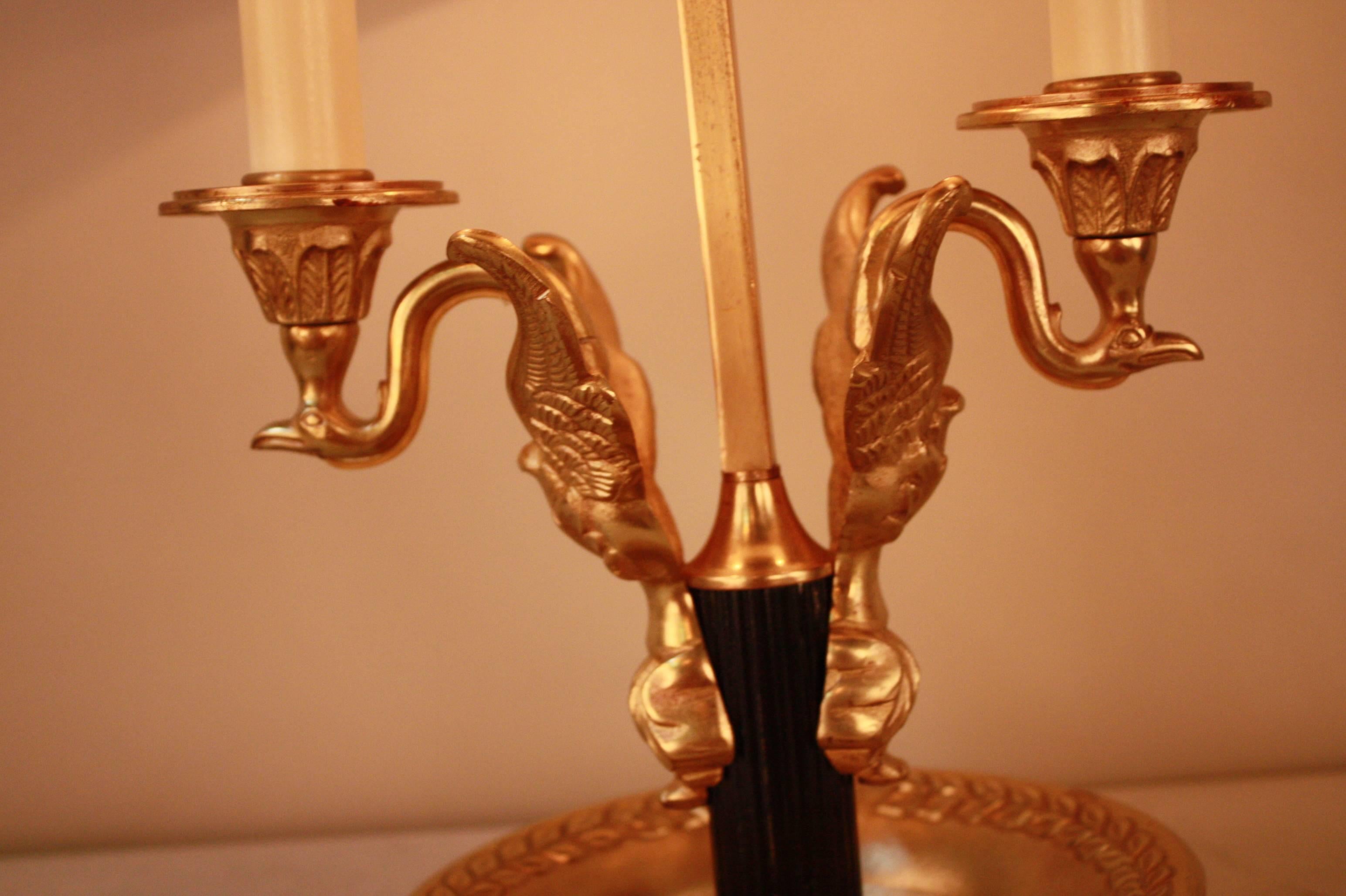 Mid-20th Century  French Empire Style Bronze Bouillotte Lamp