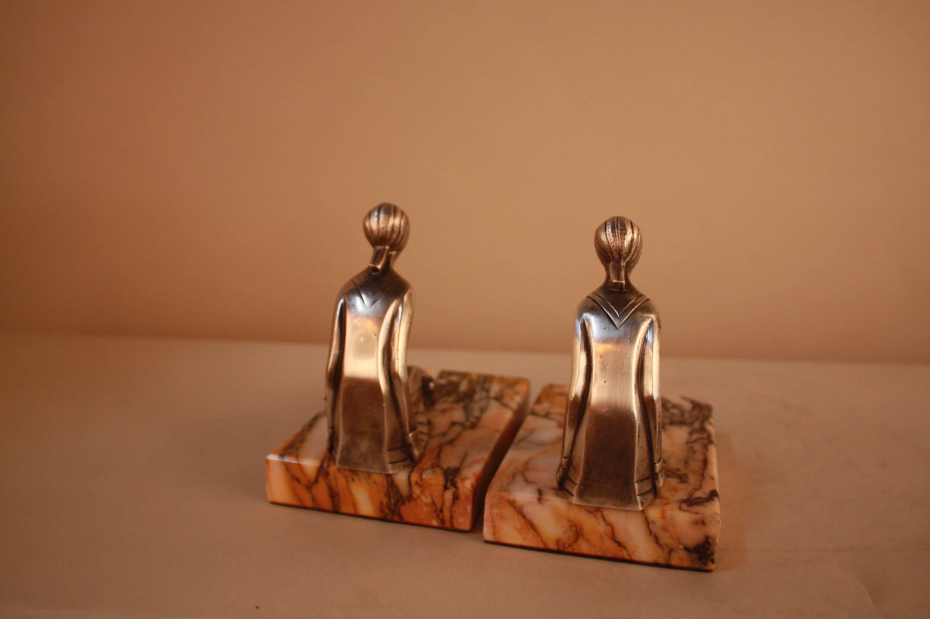 French Silver on Bronze Art Deco Bookends 3