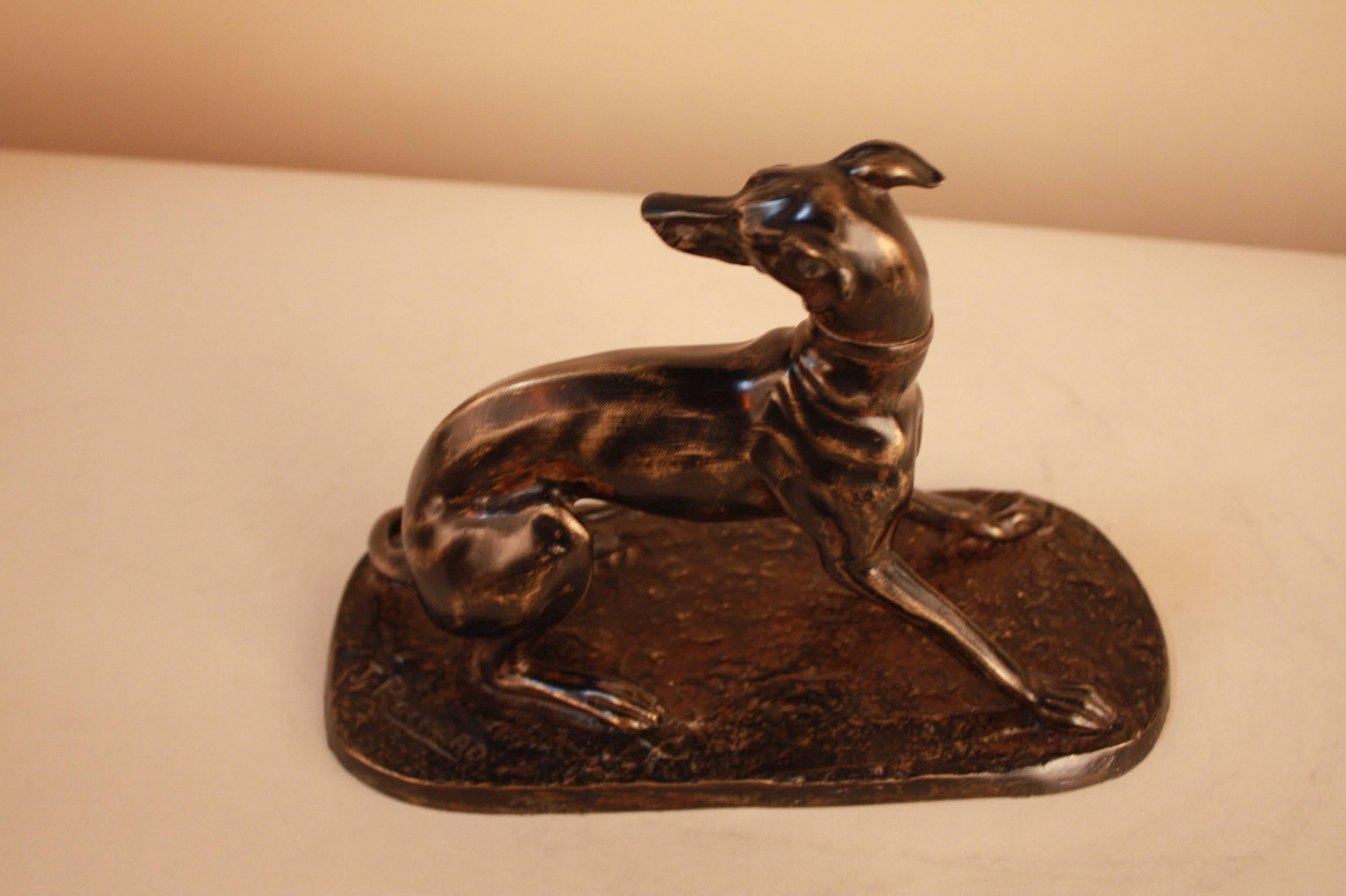 French 1930s Bronze Greyhound Dog by Irenee Rochard