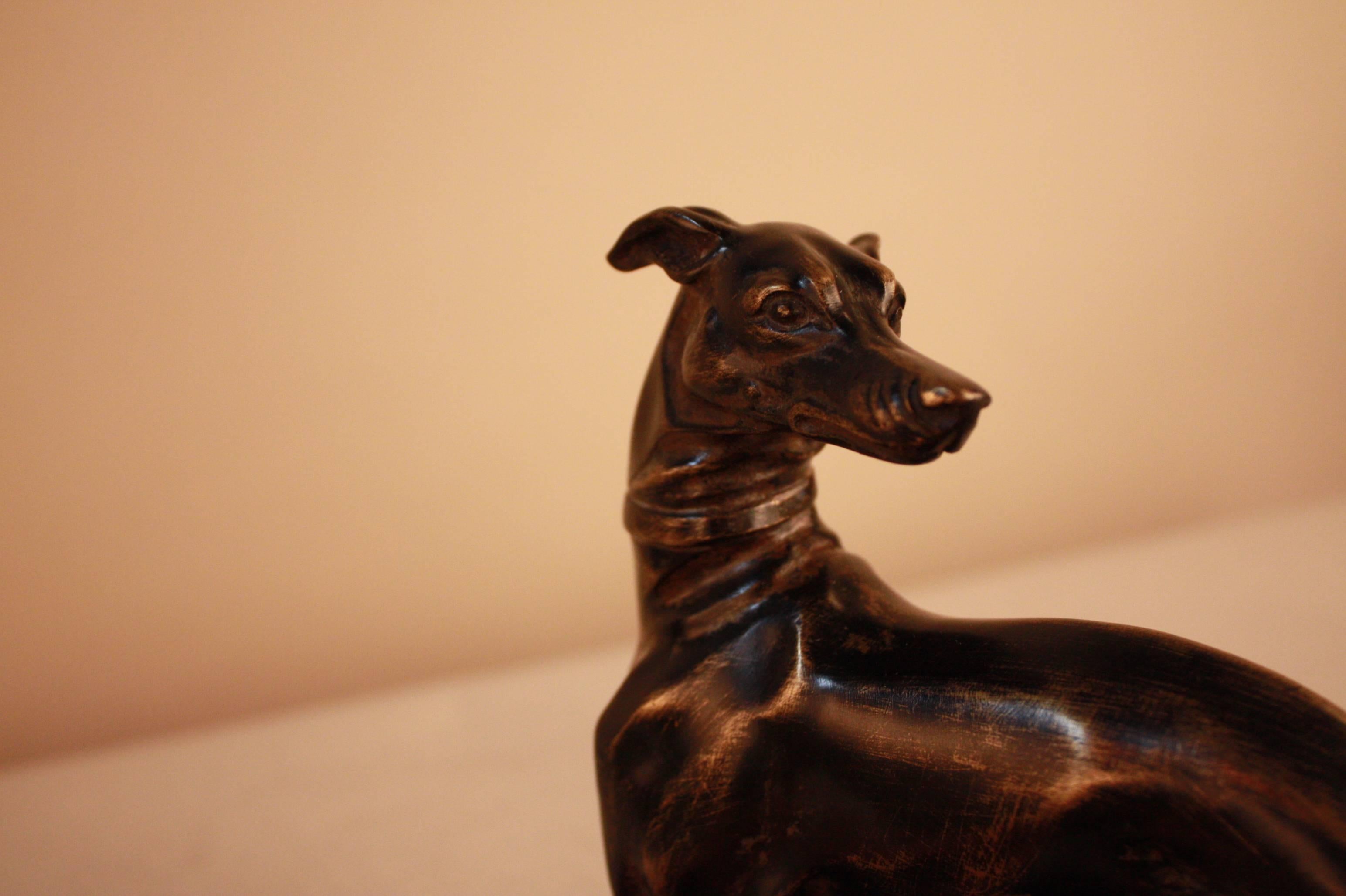 Mid-20th Century 1930s Bronze Greyhound Dog by Irenee Rochard