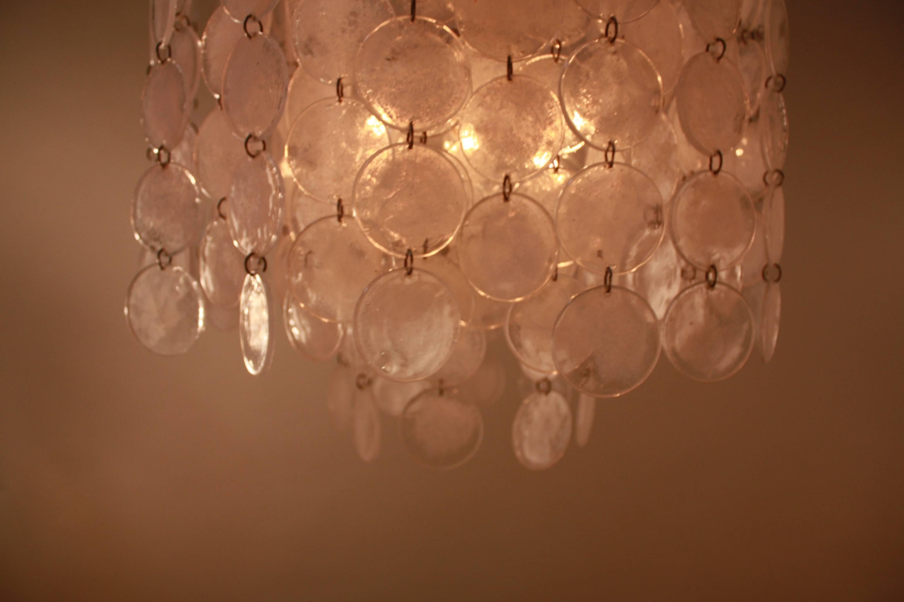 French Pair of 1970s Murano Glass Chandeliers
