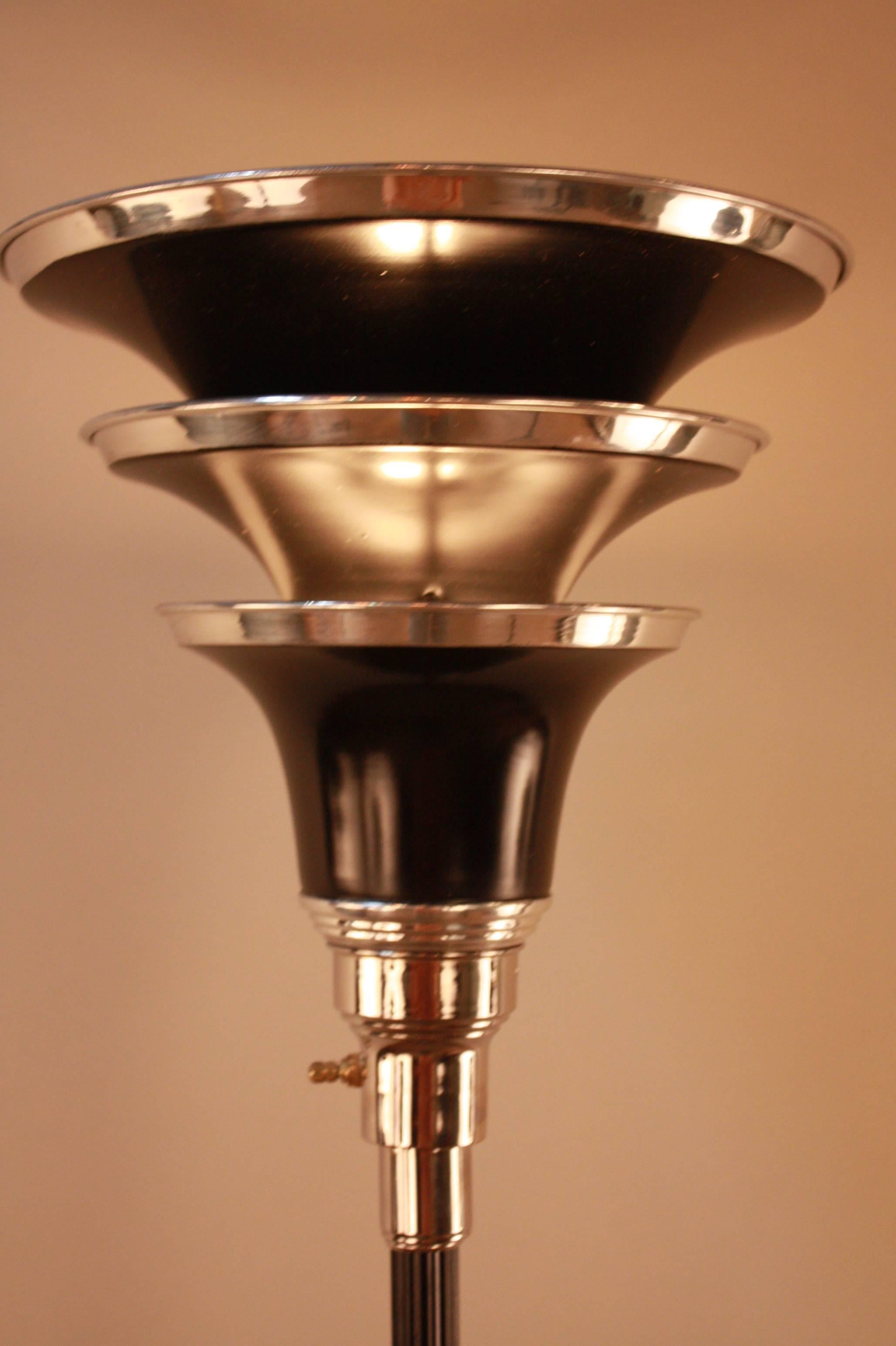 American Art Deco Torchiere Floor Lamp In Good Condition In Fairfax, VA