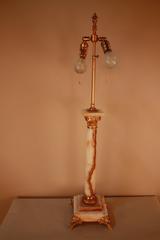 Classic Onyx and Bronze Column Table Lamp