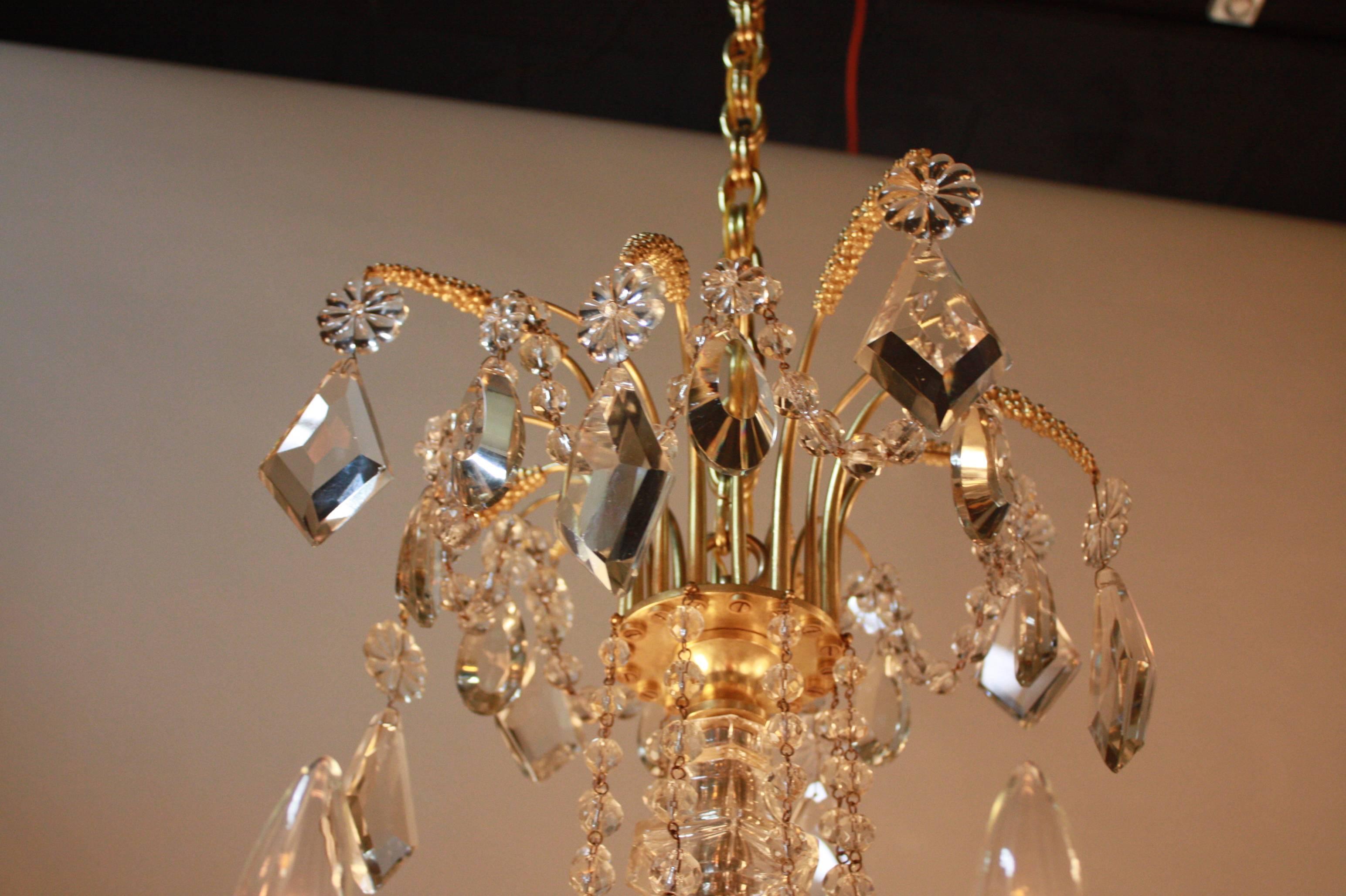 Elegant Crystal and Bronze Chandelier by Maison Baguès 2