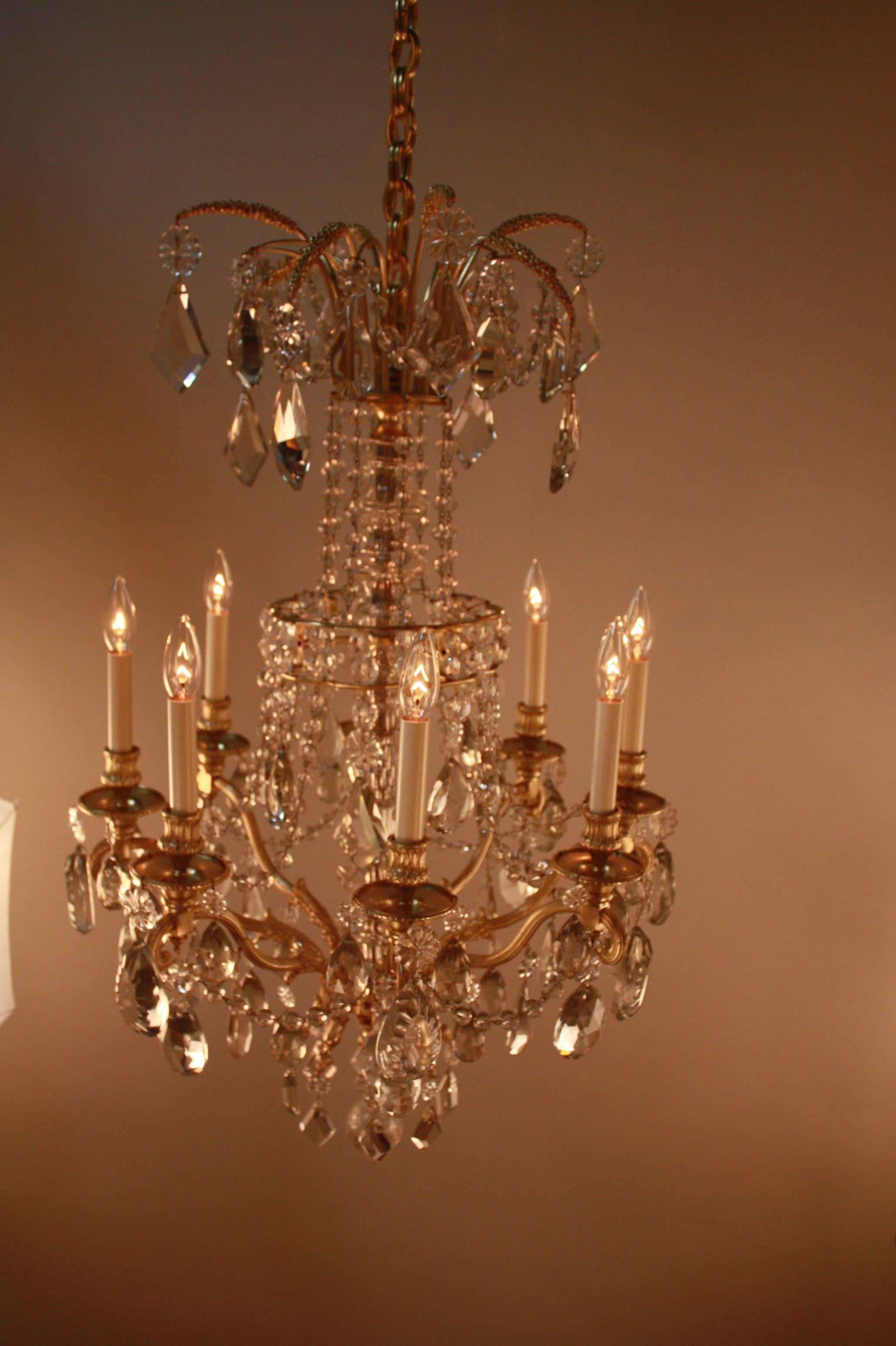 Elegant Crystal and Bronze Chandelier by Maison Baguès 3