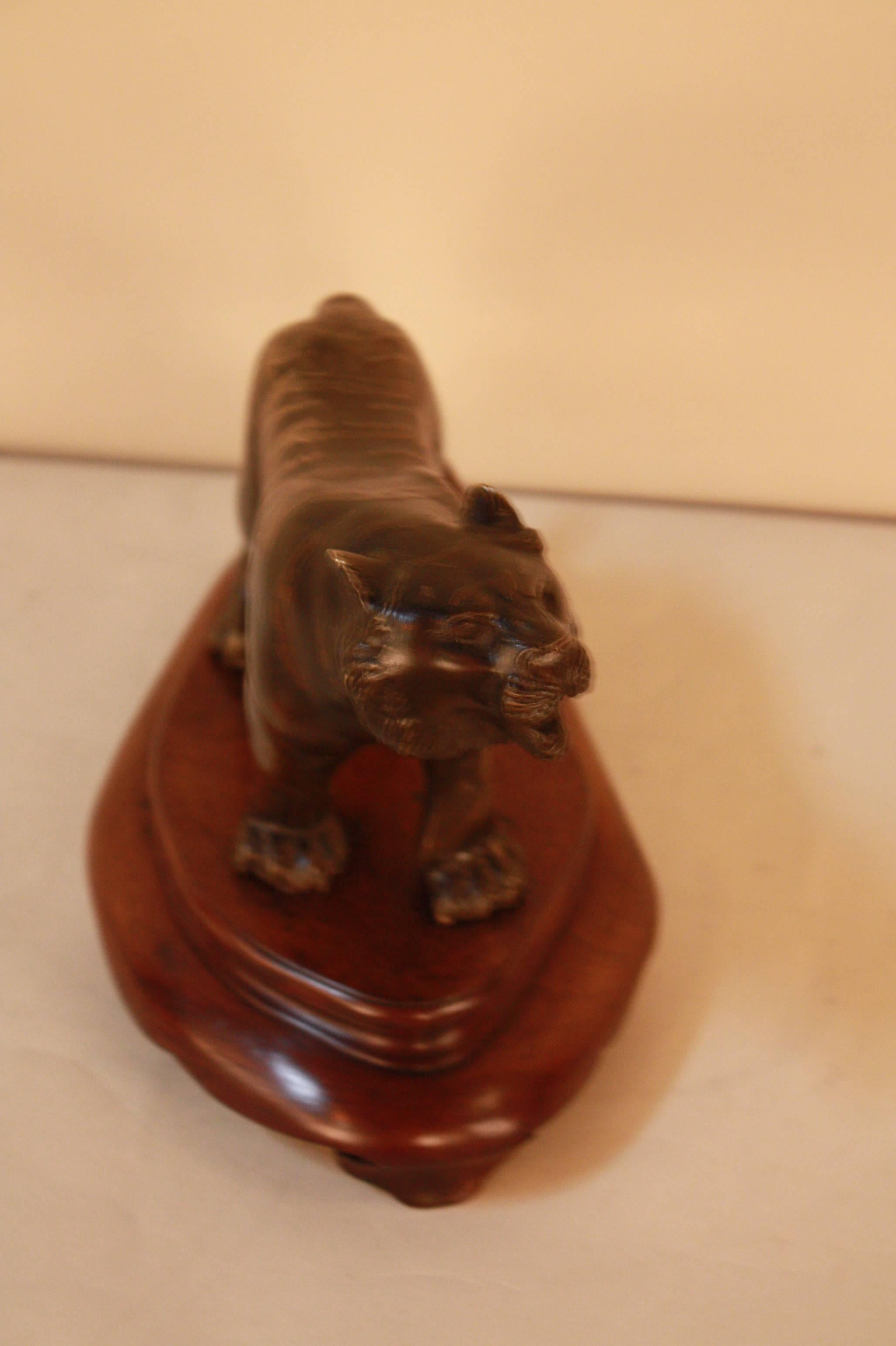 Japanese Meiji Bronze Tiger Sculpture 4