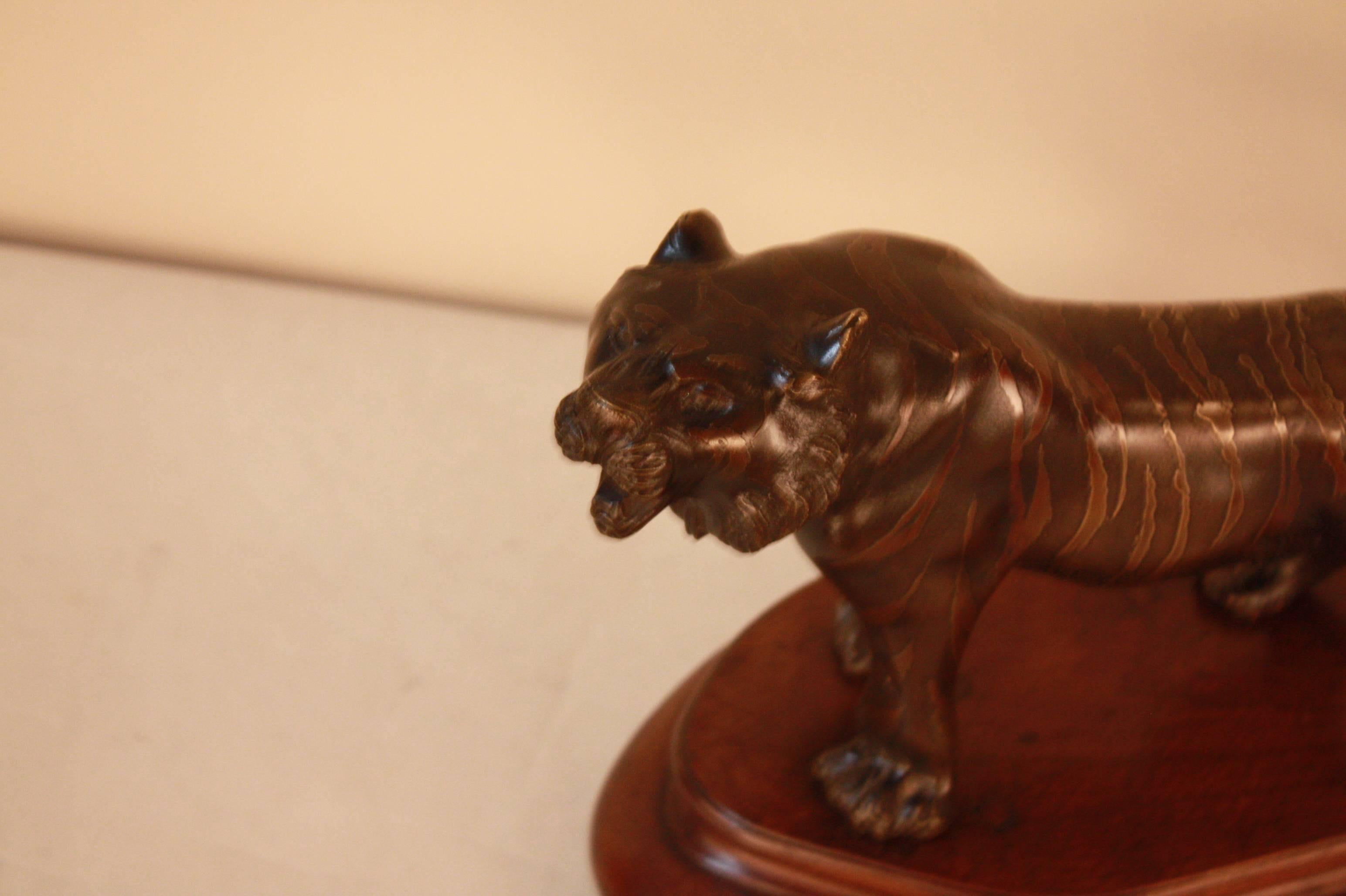 Japanese Meiji Bronze Tiger Sculpture 5