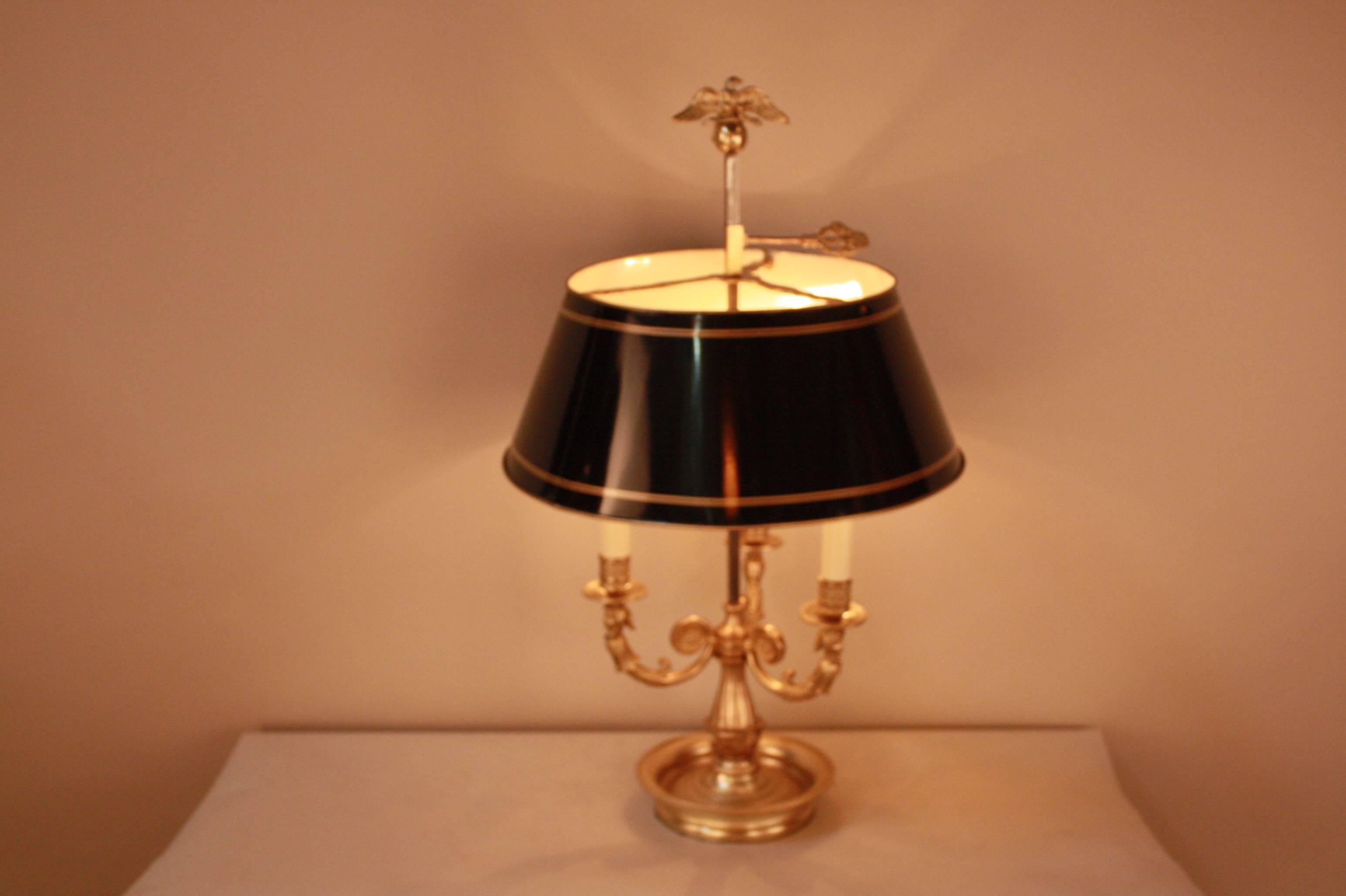 French Bronze Empire Style Bouillotte Table Lamp 4