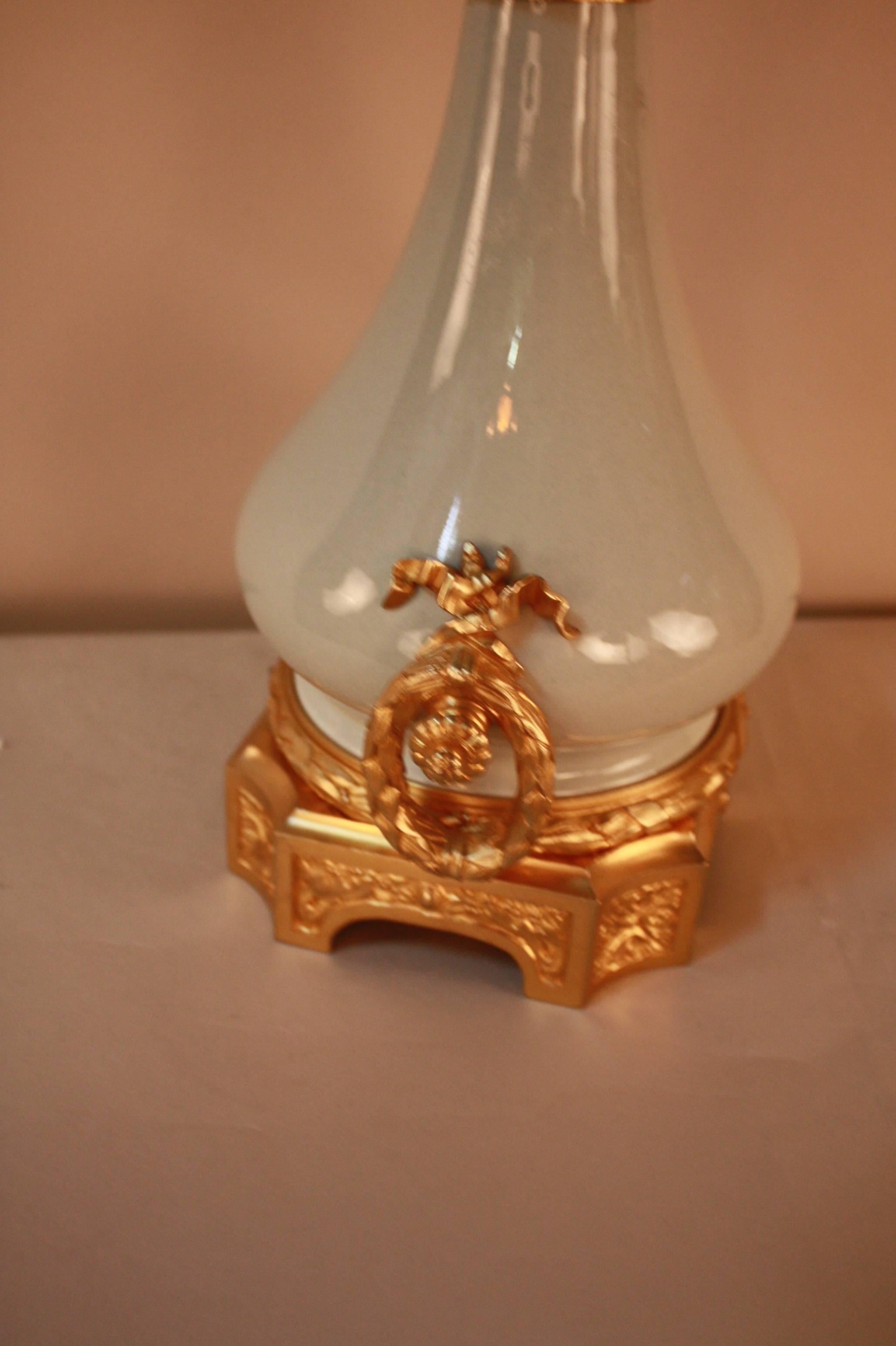 19th Century Gilt Bronze Celadon Porcelain Table Lamp by Gagneau 1