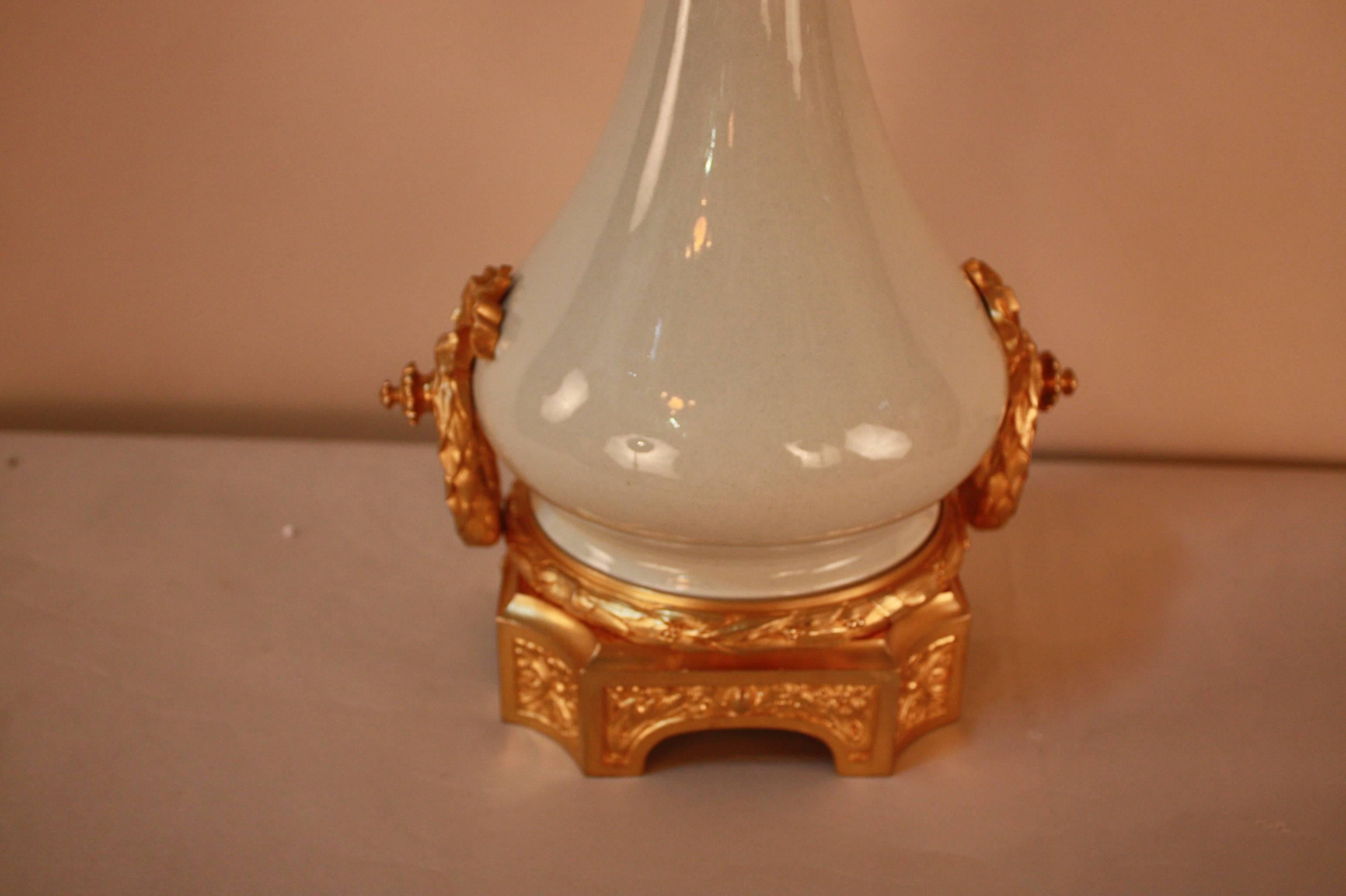 19th Century Gilt Bronze Celadon Porcelain Table Lamp by Gagneau 2