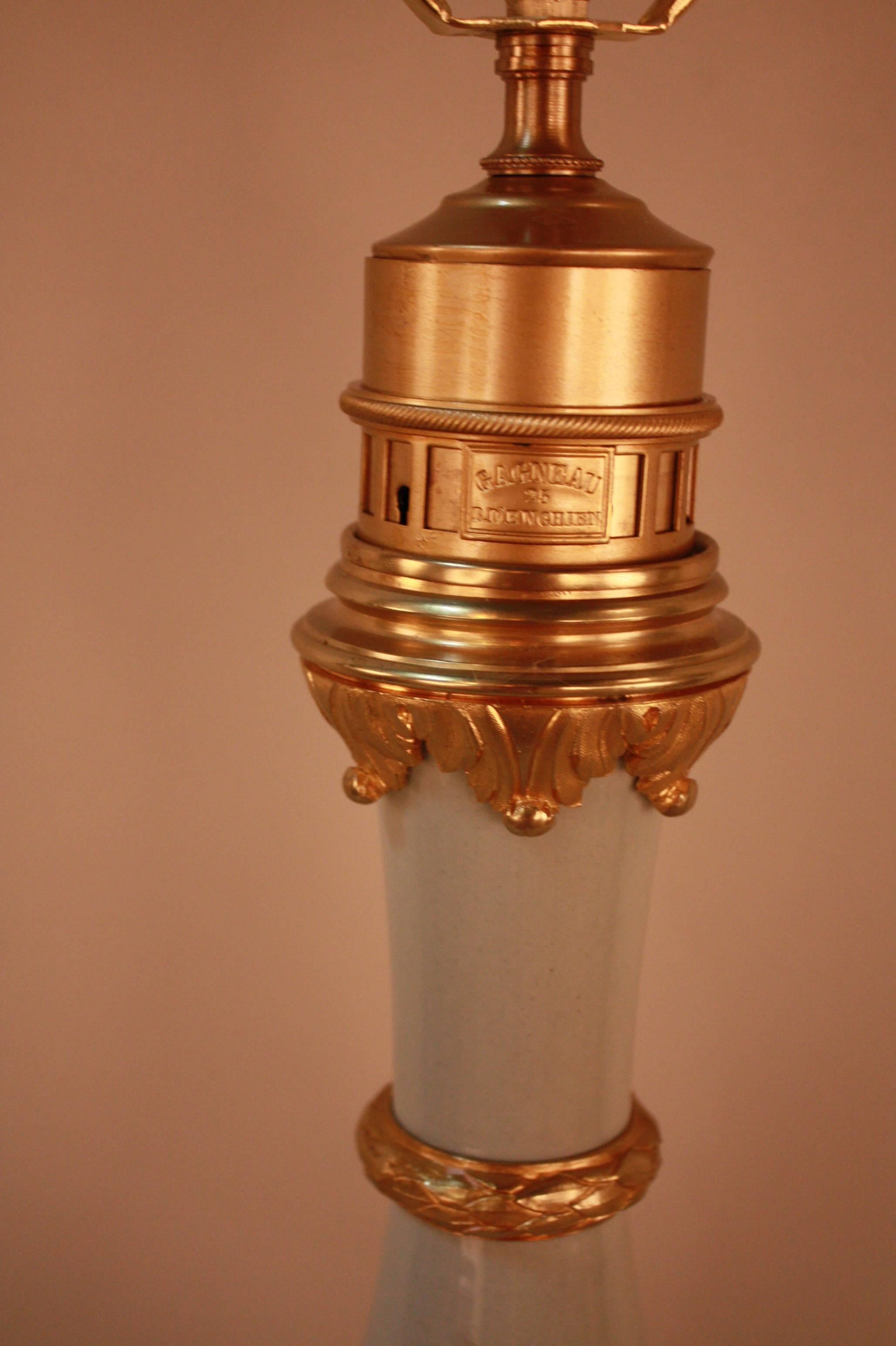 19th Century Gilt Bronze Celadon Porcelain Table Lamp by Gagneau 3