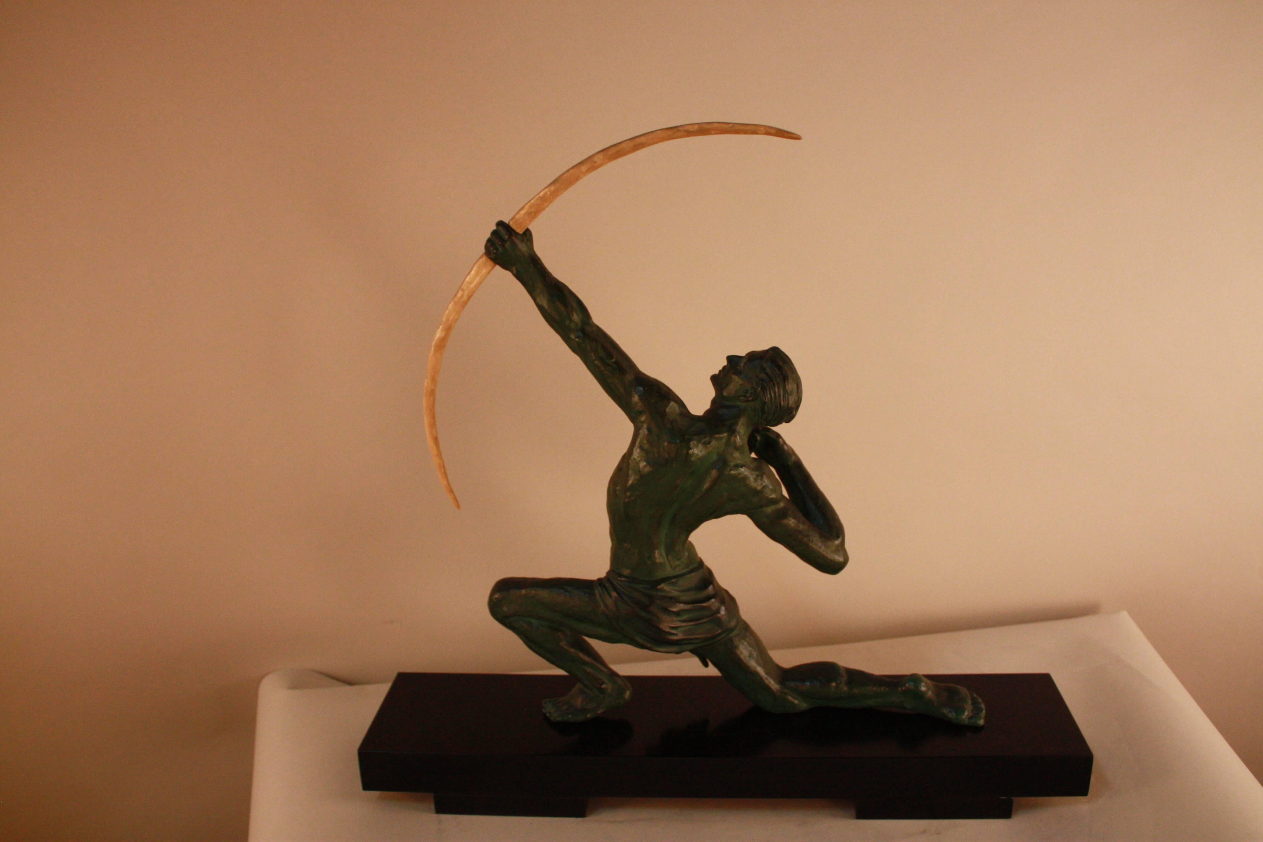 French Art Deco Archer Sculpture by Carlier 2