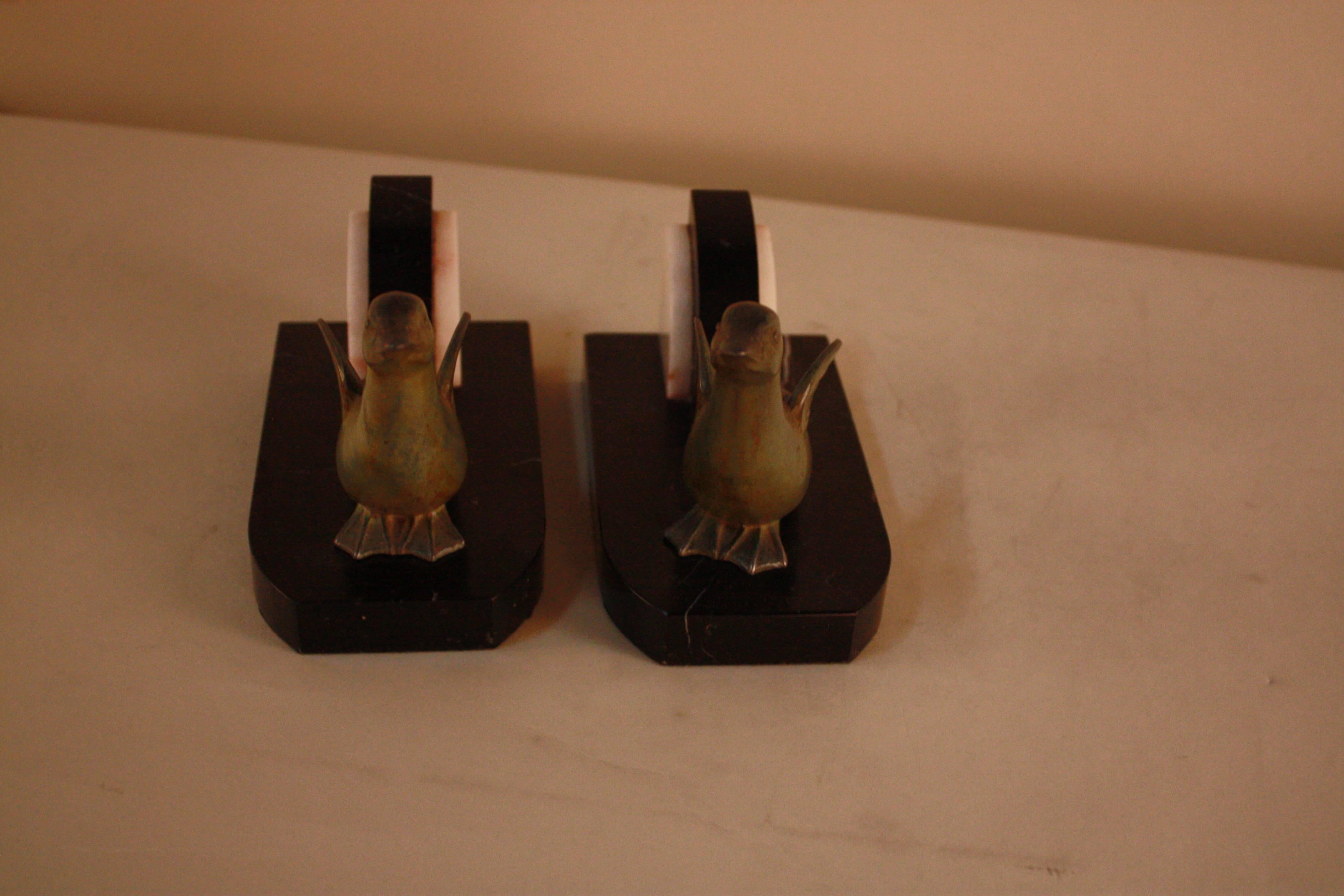 Mid-20th Century Pair of French Art Deco Duck Bookends