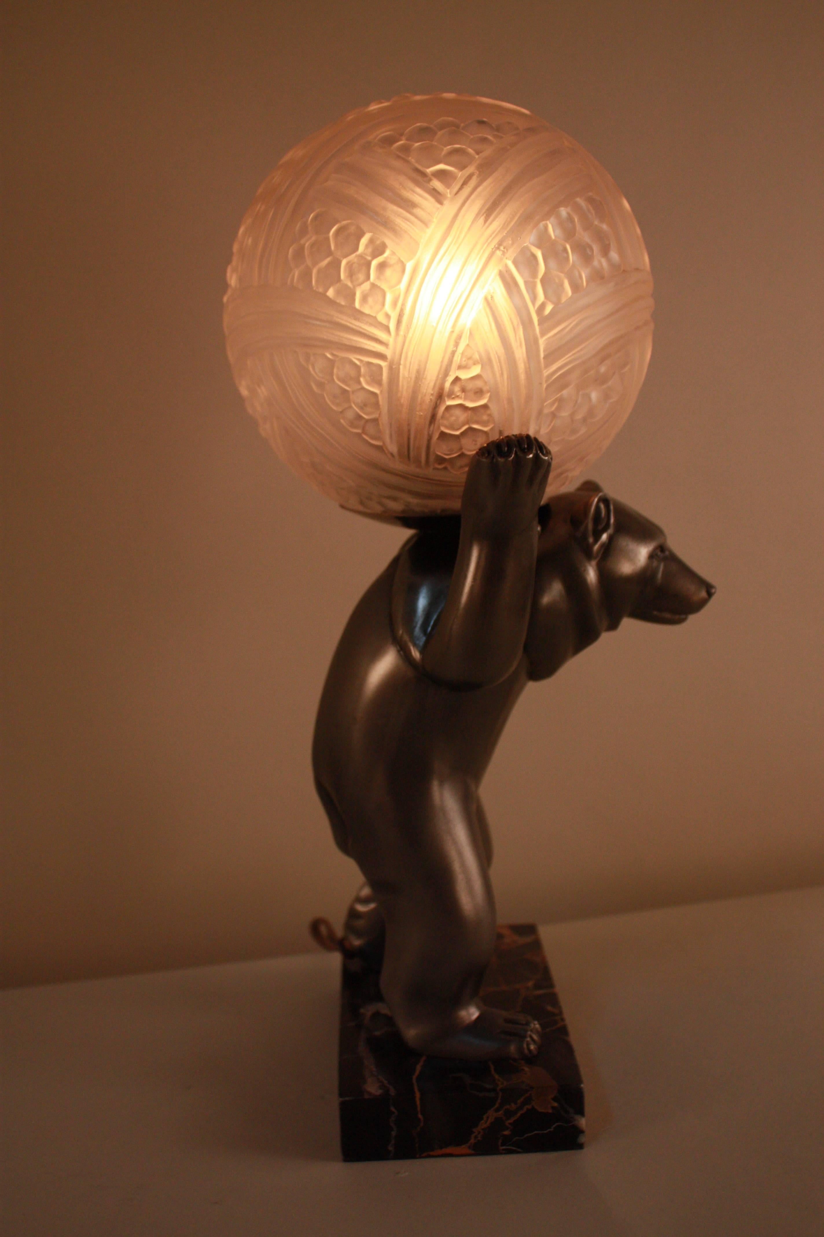 Mid-20th Century French Art Deco Bear Table Lamp by Hettier & Vincent