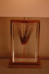 Lucite Table Lamp with Wheat Inclusion