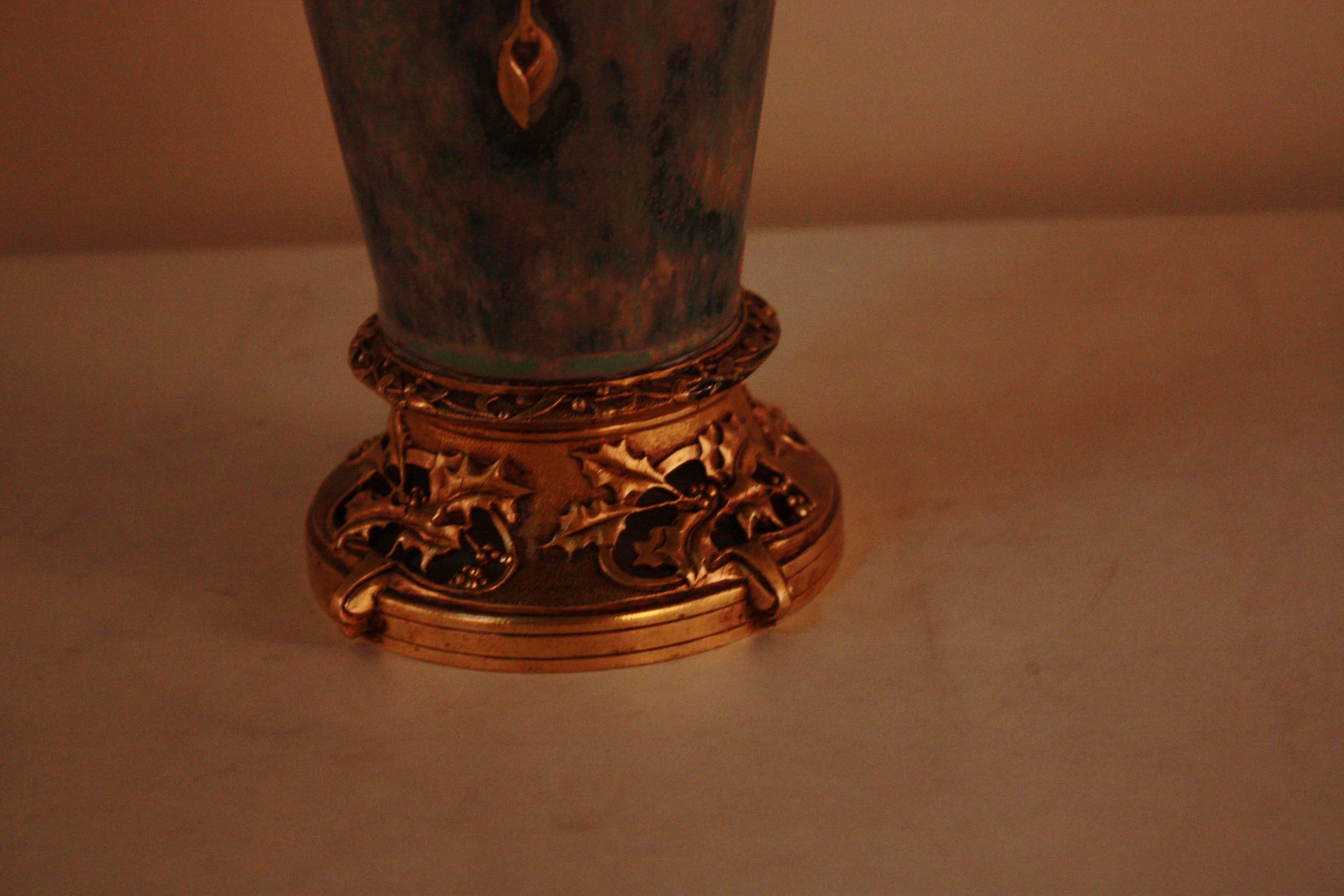 Art Nouveau Louchet Paris Bronze-Mounted Porcelain Vase