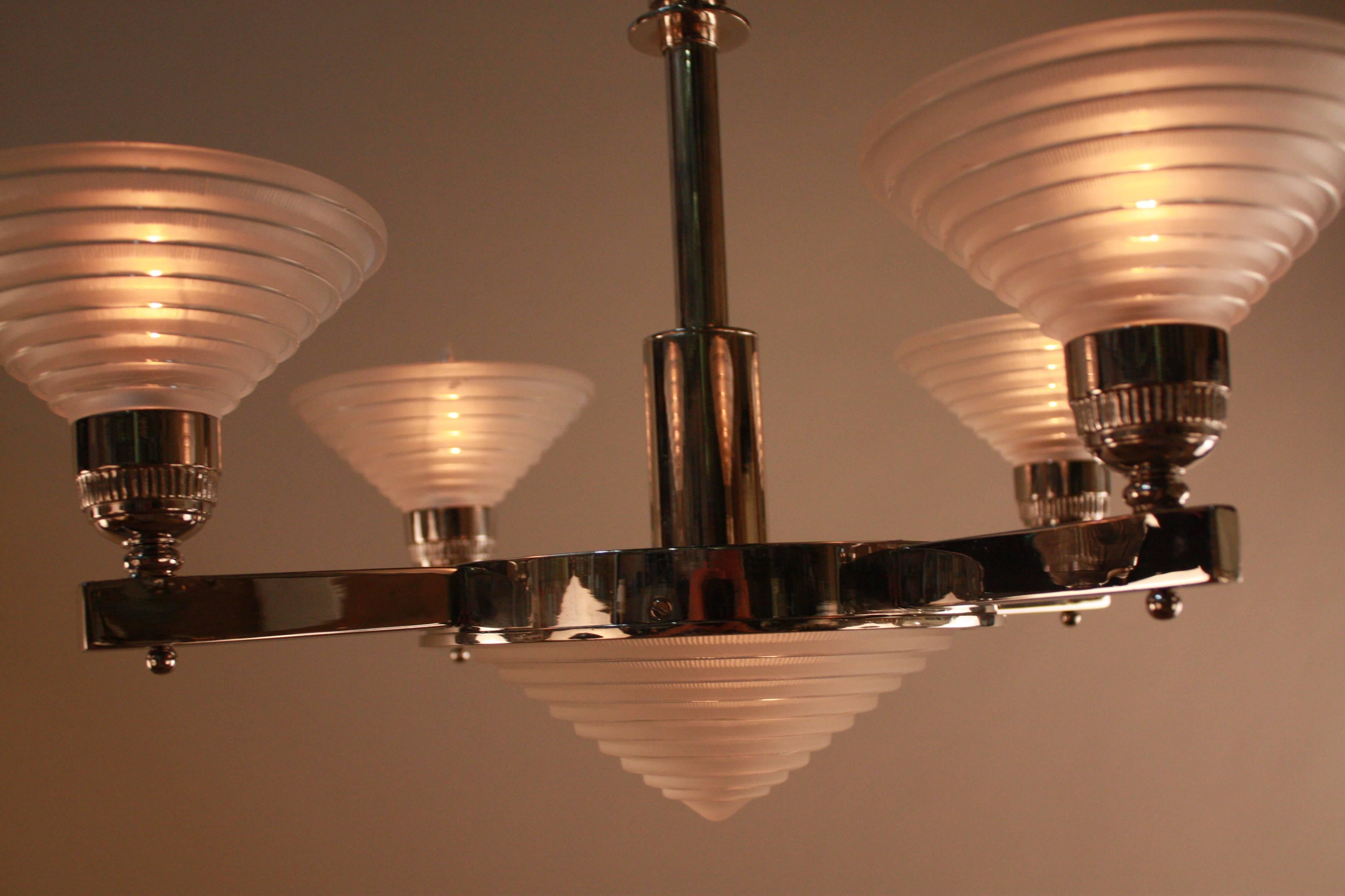 French Art Deco Chandelier by Georges Leleu 3