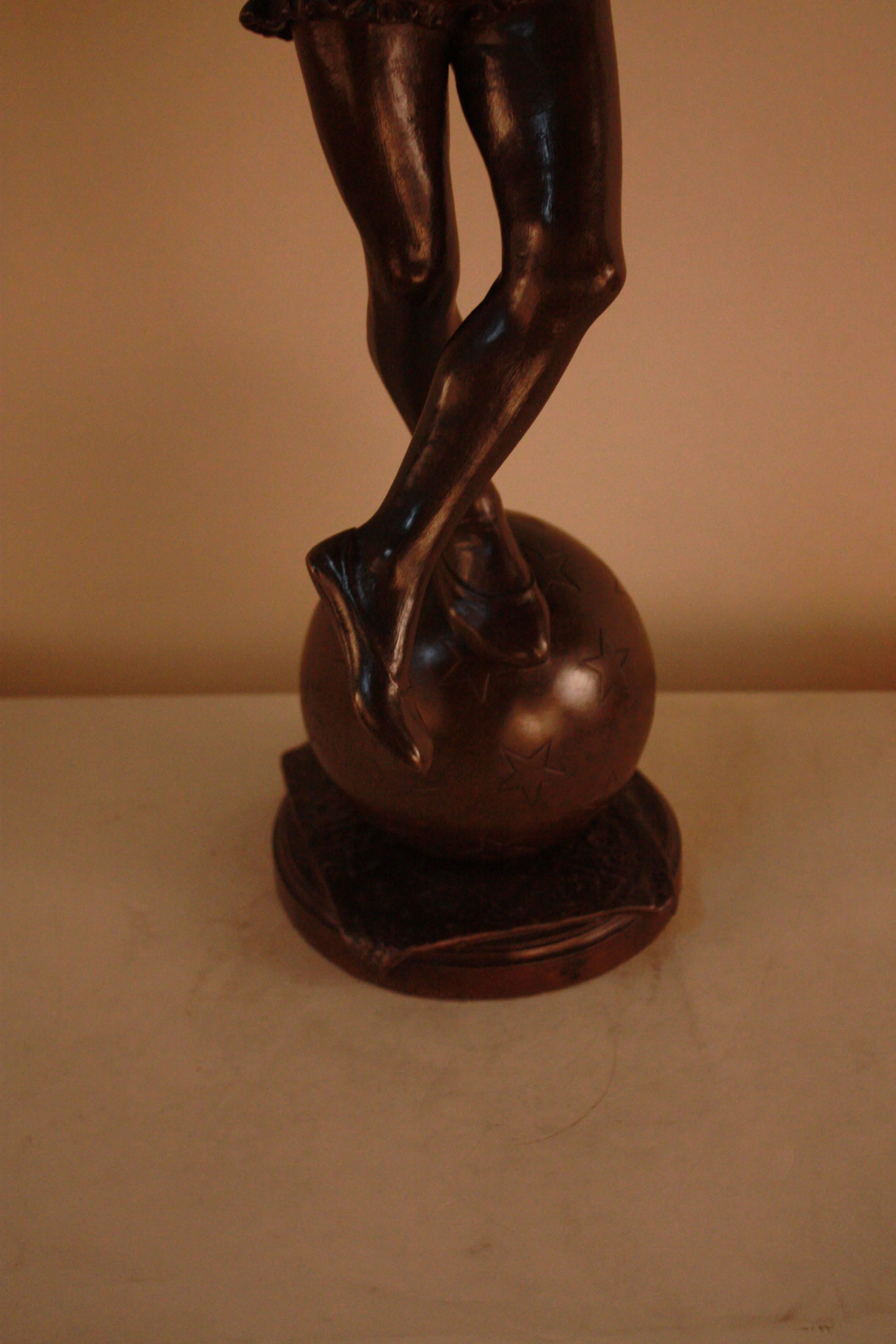 Belgian Bronze Sculpture of Harlequin Violinist by Jules Weyns