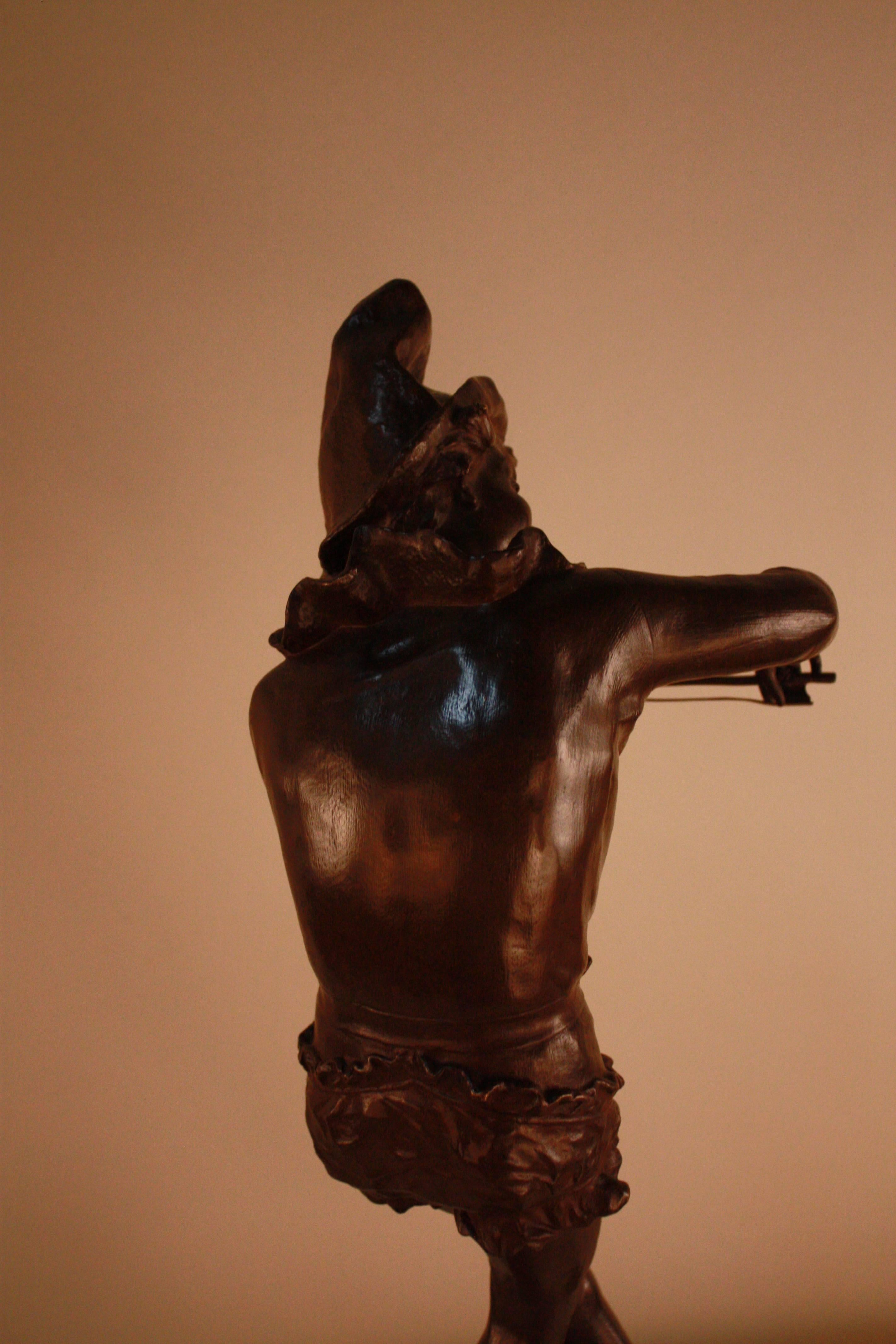 Bronze Sculpture of Harlequin Violinist by Jules Weyns In Good Condition In Fairfax, VA