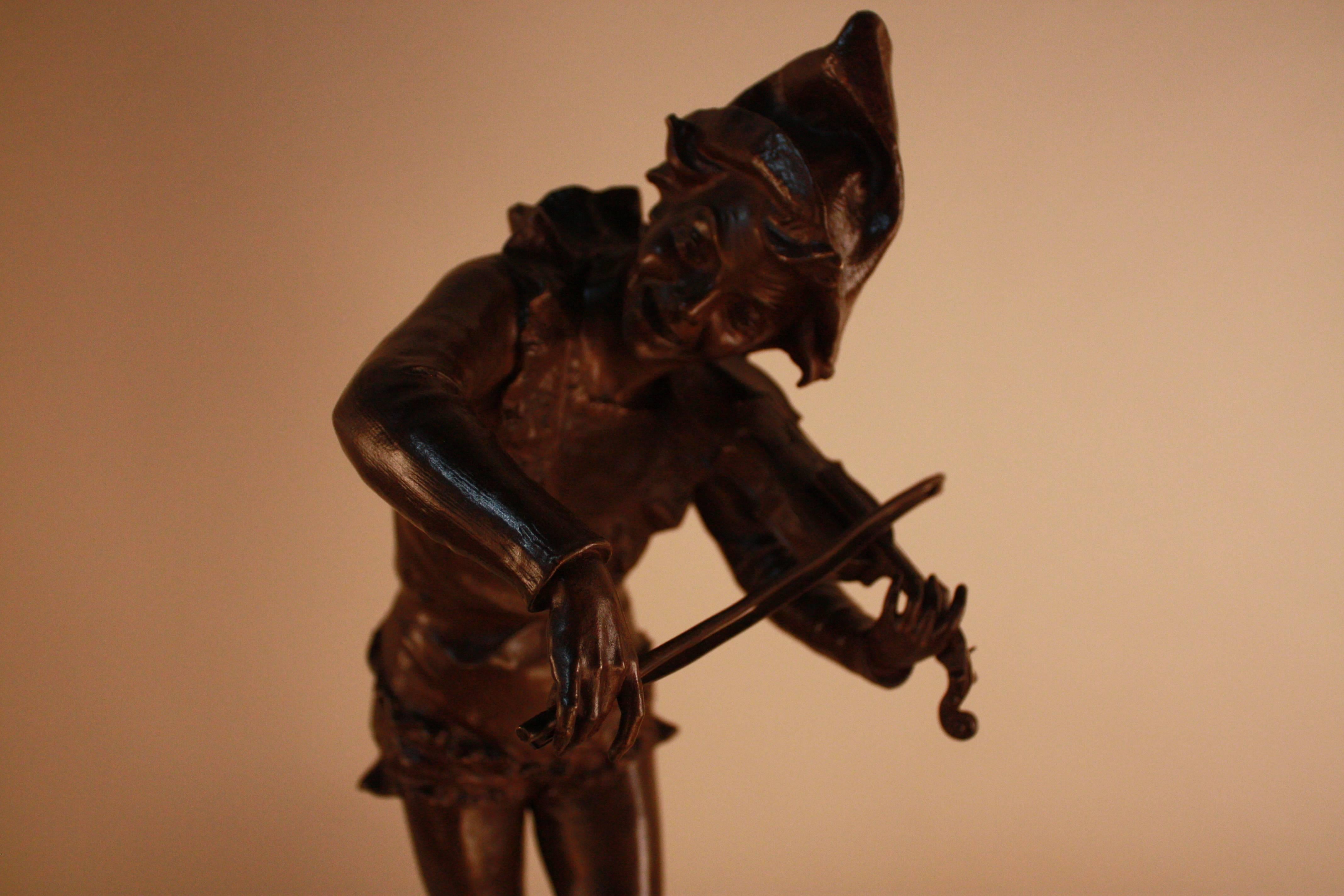 Bronze Sculpture of Harlequin Violinist by Jules Weyns 2