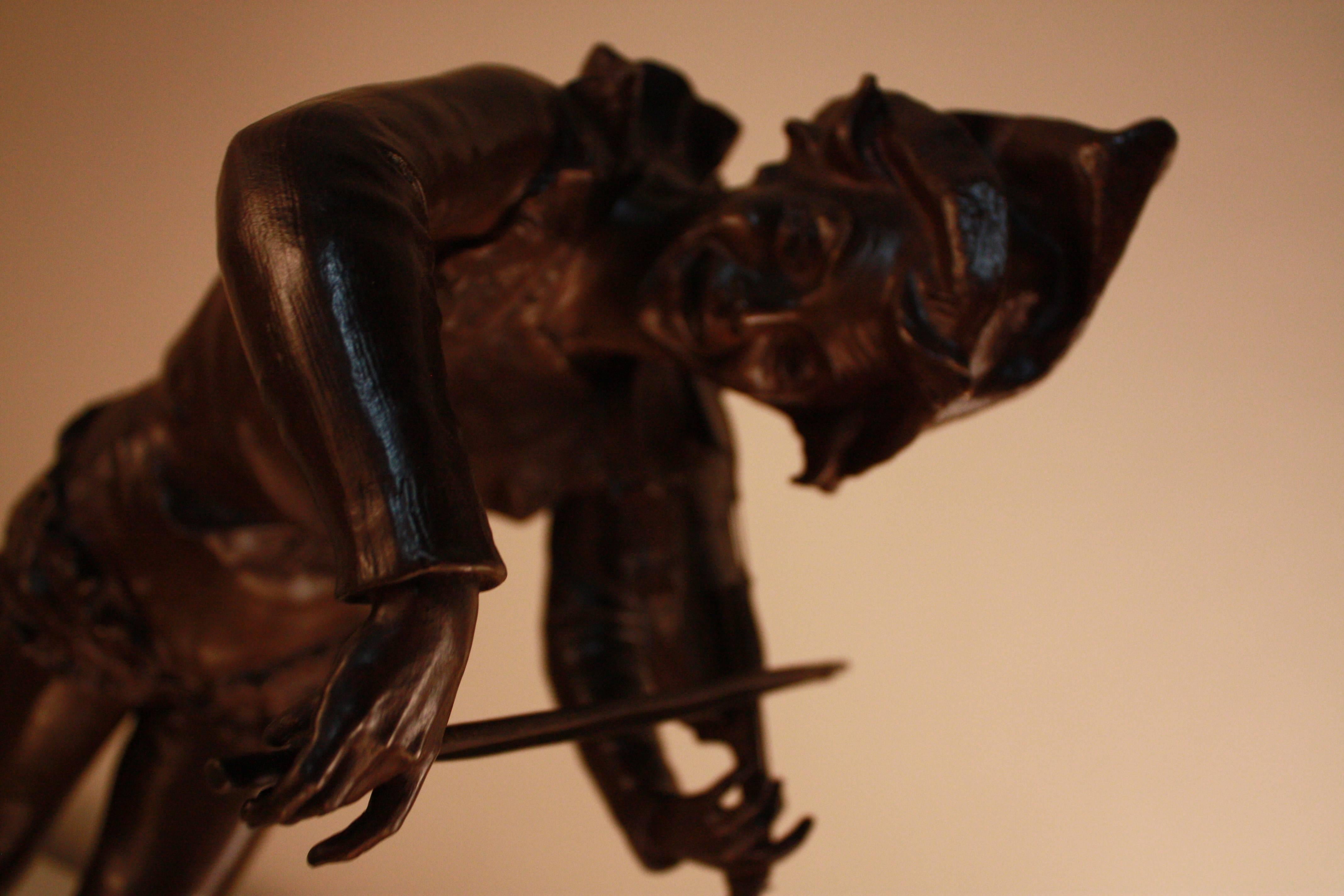 Bronze Sculpture of Harlequin Violinist by Jules Weyns 3