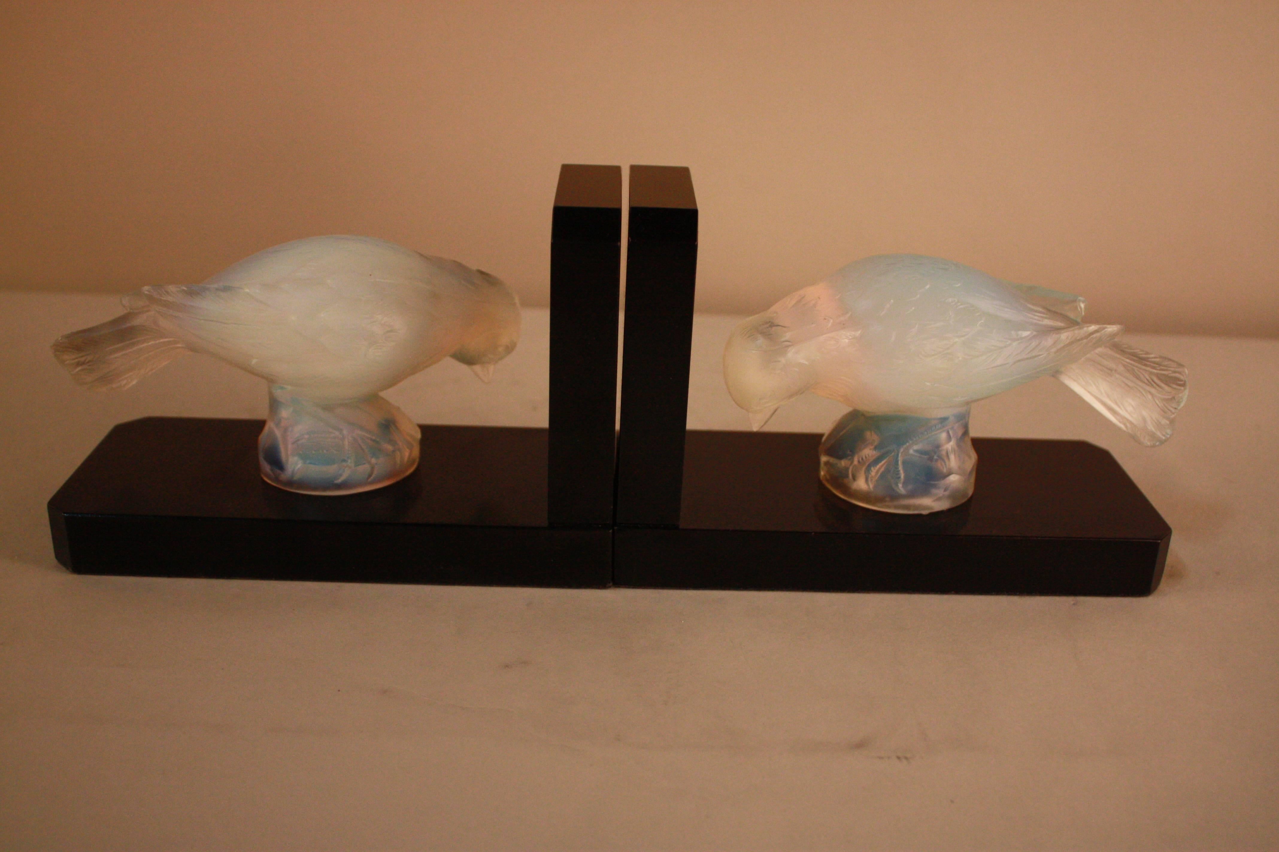 Mid-20th Century Pair of Opaline Glass Bookends by Verlux