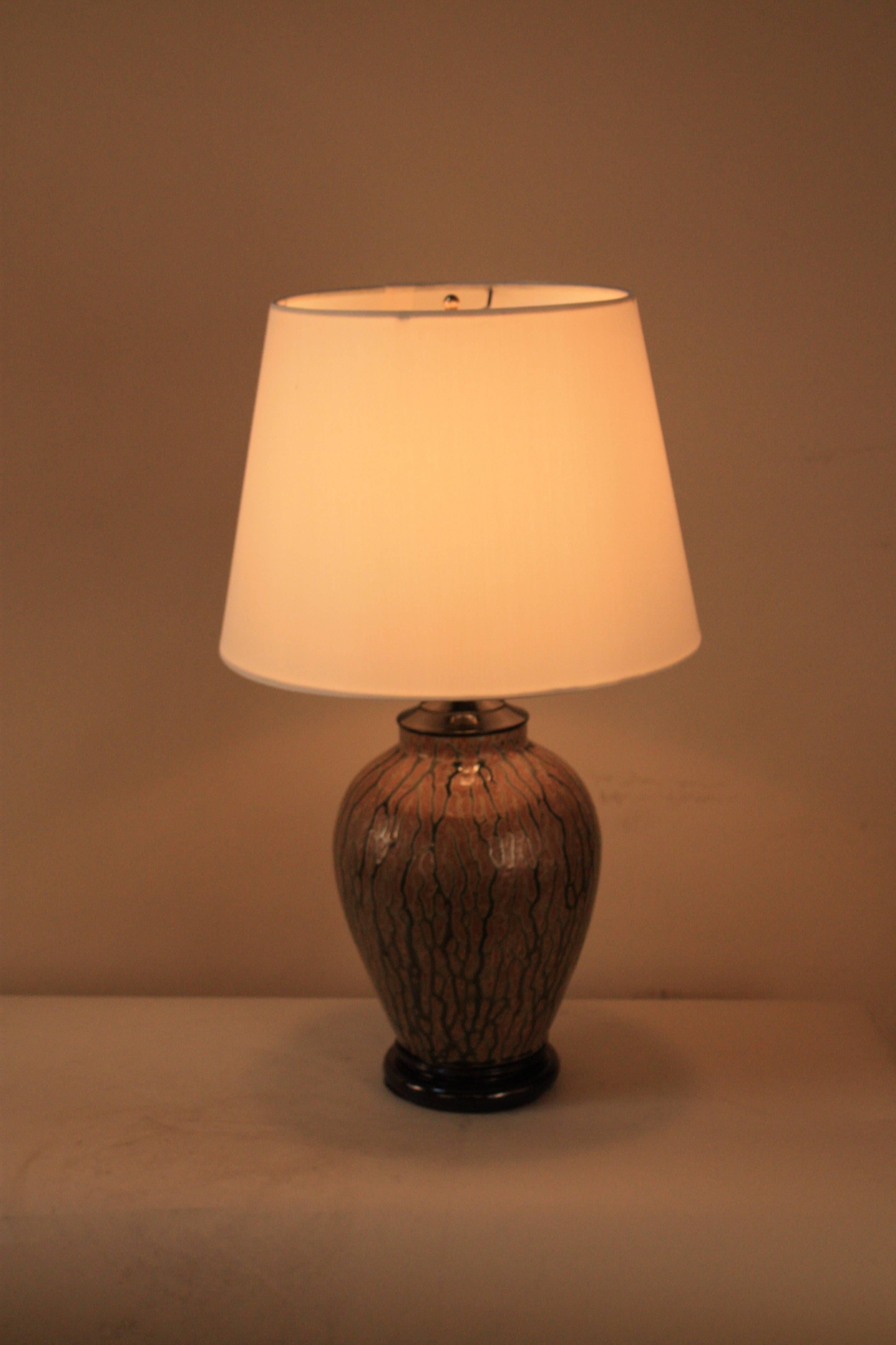 Hand-Painted French Pottery Table Lamp 1