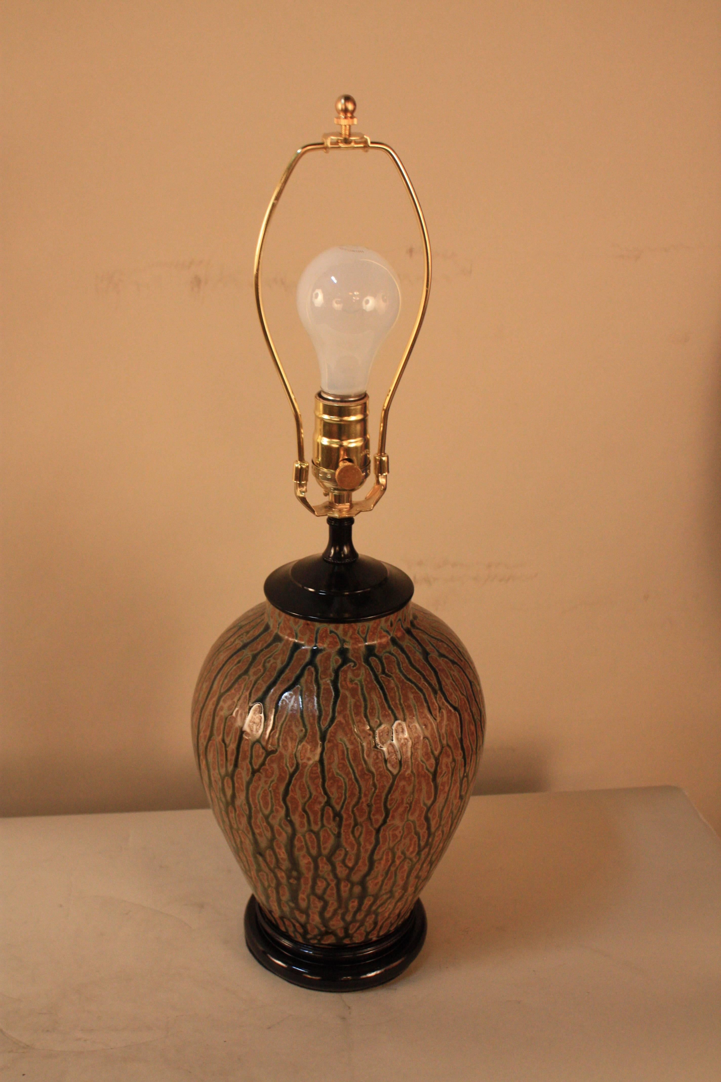 Hand-Painted French Pottery Table Lamp 3