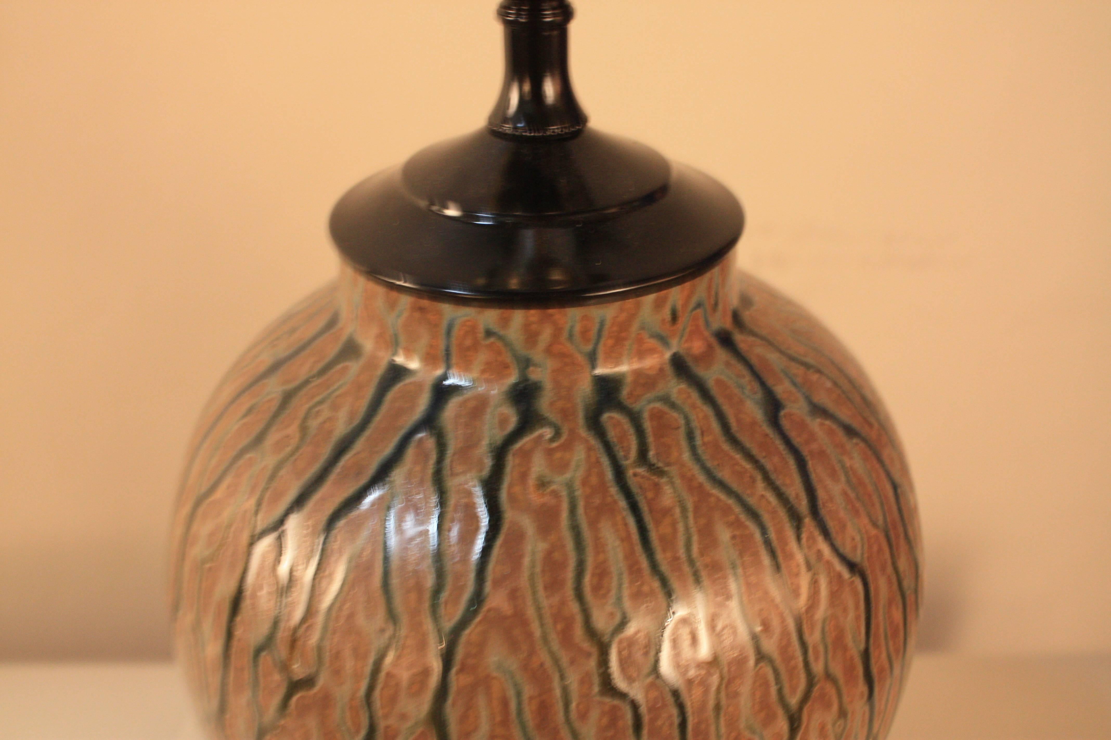 Hand-Painted French Pottery Table Lamp In Good Condition In Fairfax, VA