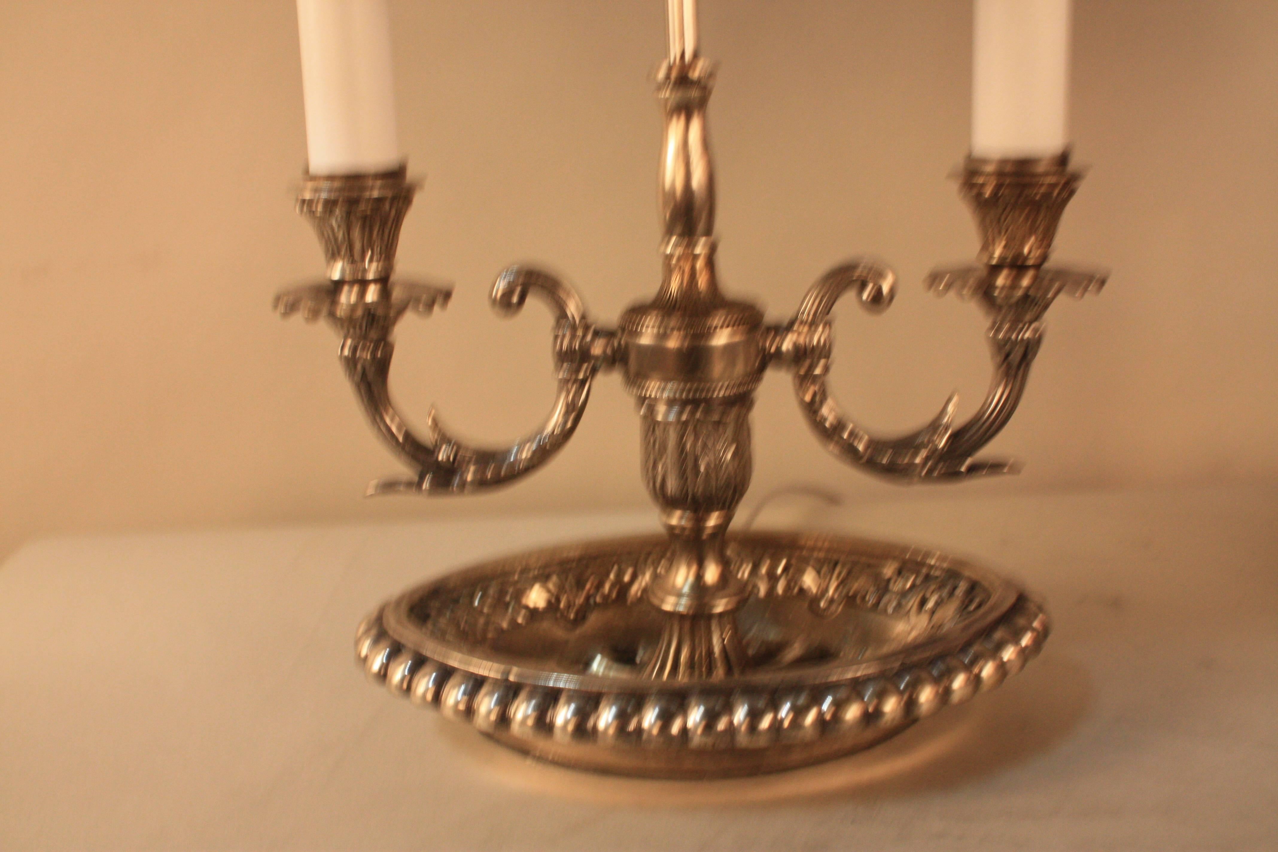 Pair of Silver or Bronze Bouillotte Desk Lamps 2