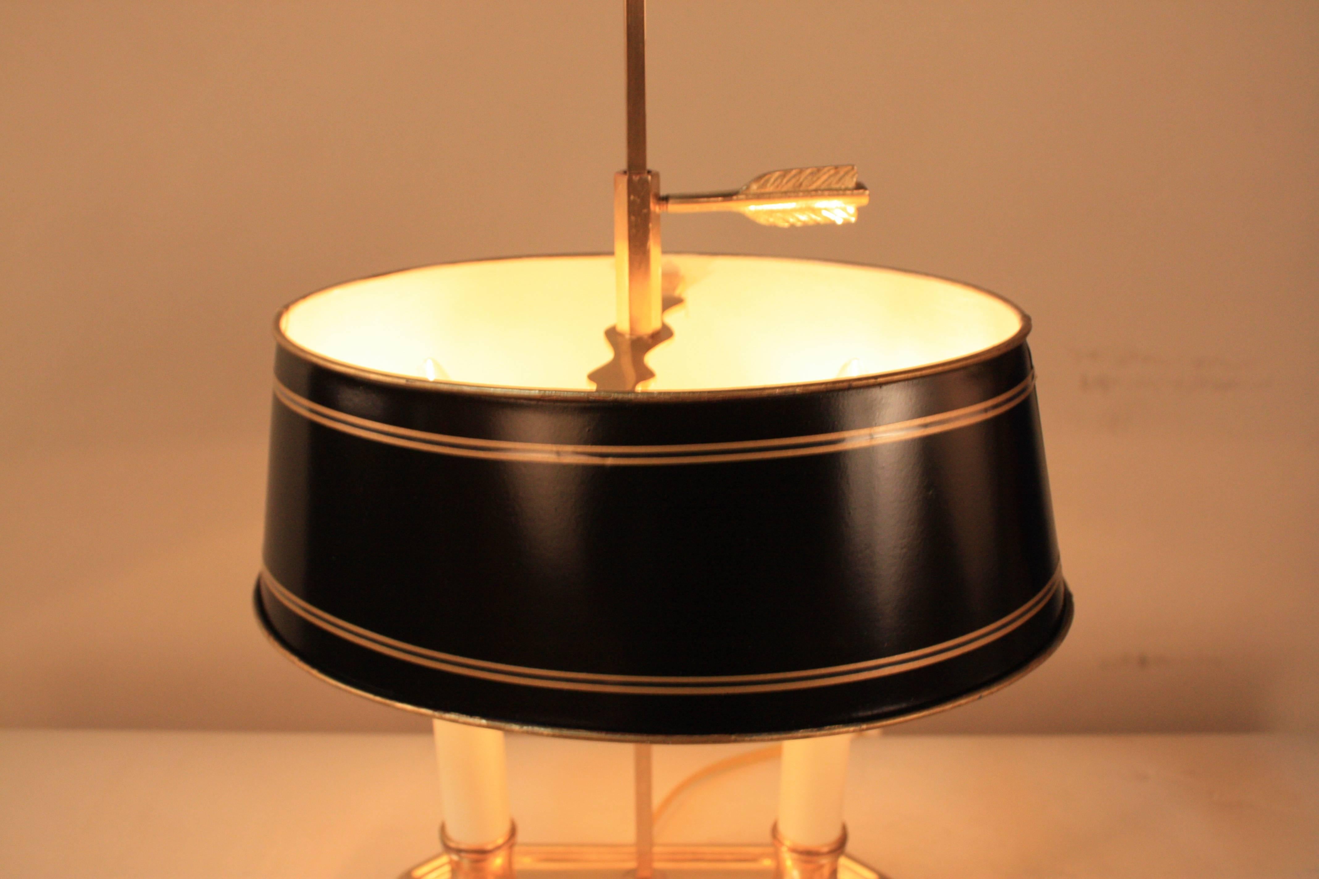 French Bronze Empire Style Bouillotte Table Lamp In Good Condition In Fairfax, VA