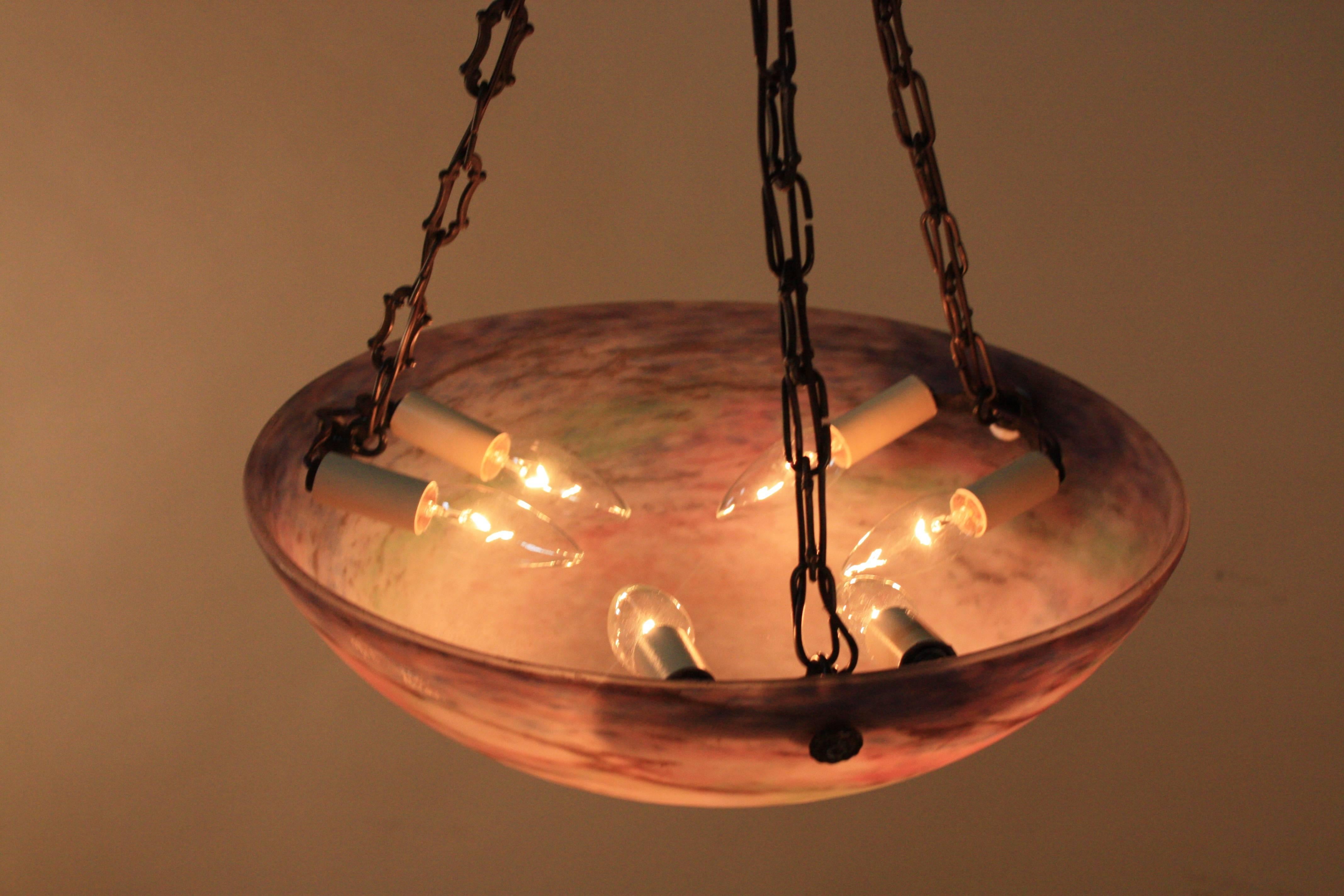 Blown Glass Chandelier by Muller Freres 2