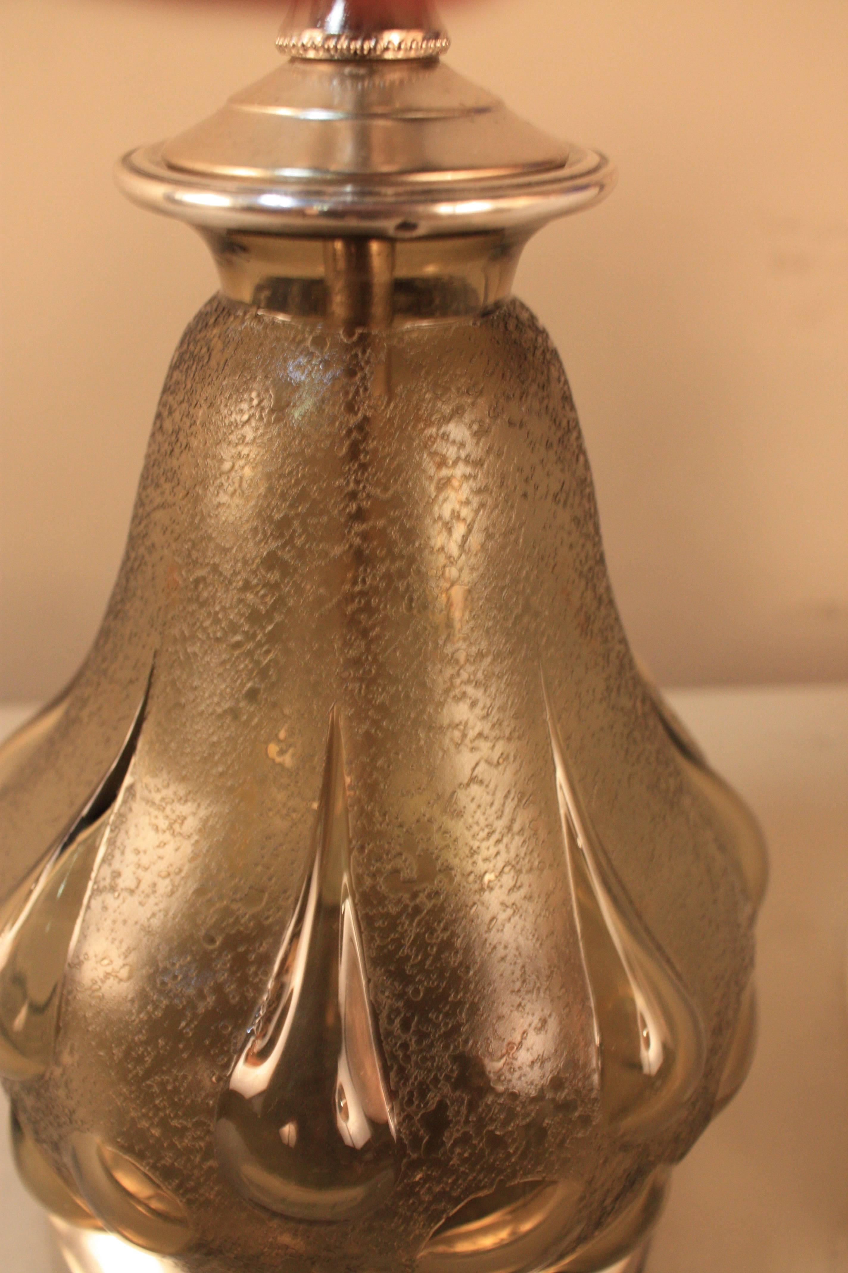 Silk French Blown Glass Table Lamp
