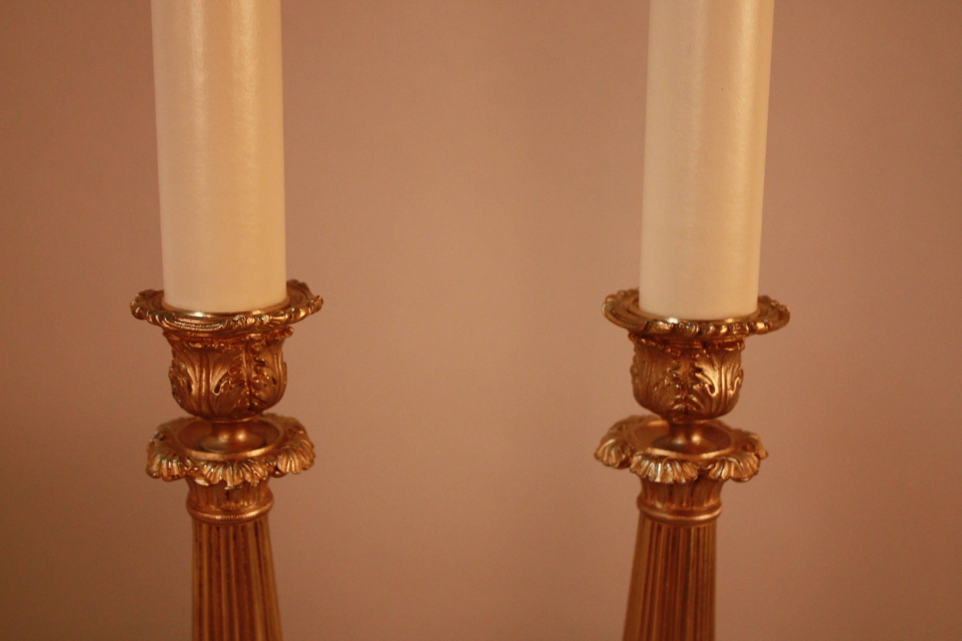 Pair of French Empire Style Bronze Table Lamps 1